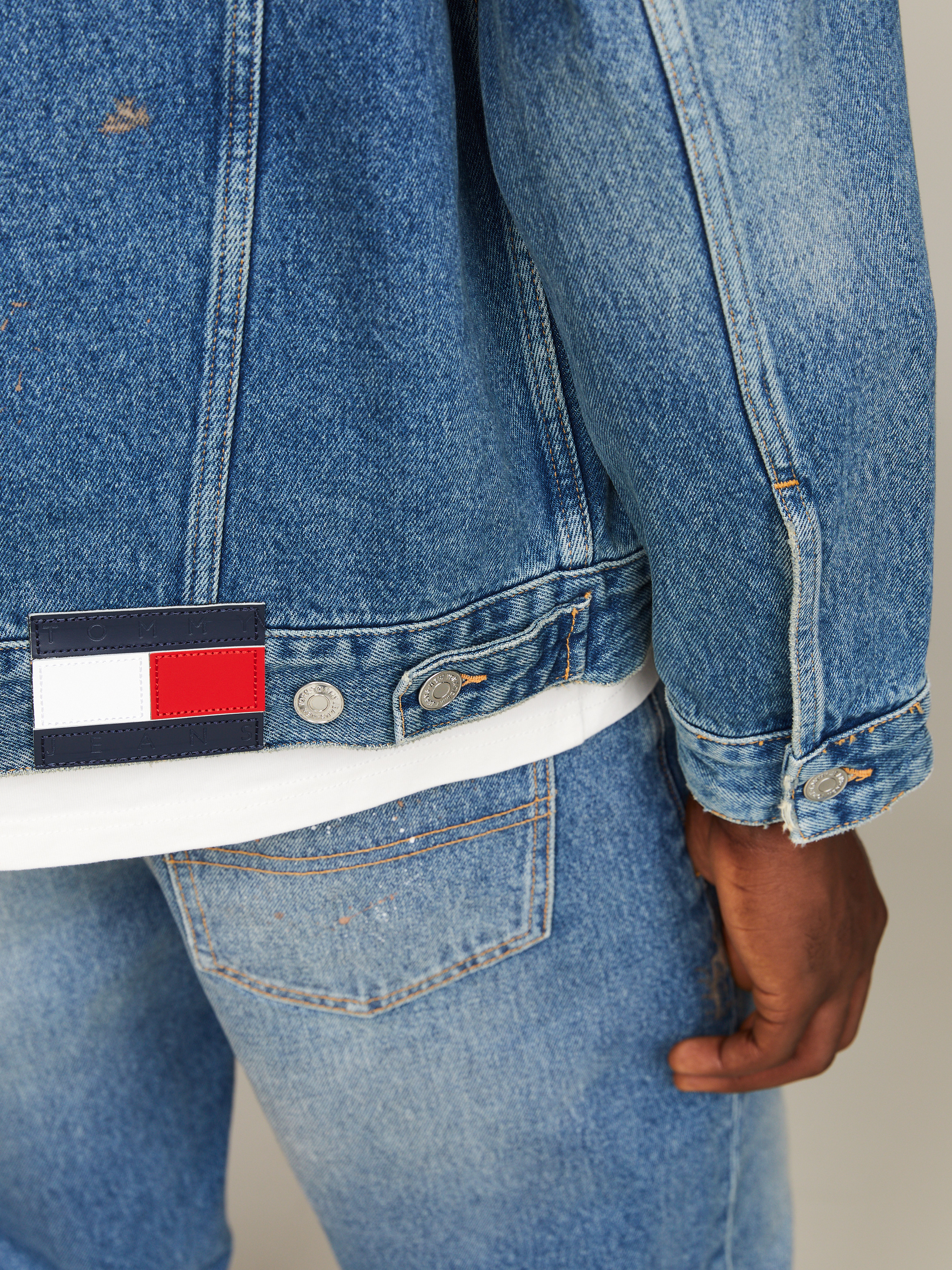 Dual Gender Distressed Denim Trucker Jacket | Coats