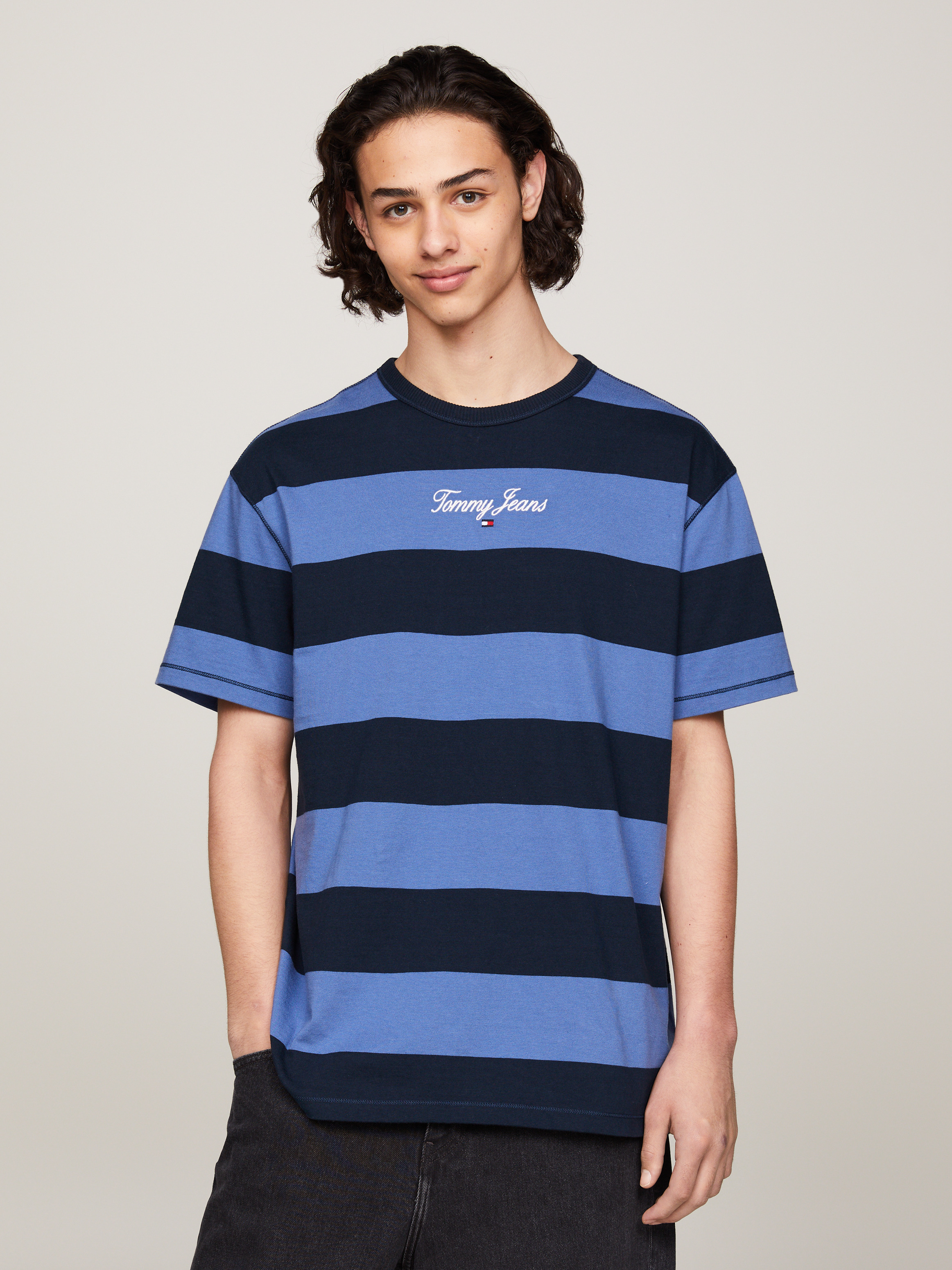 Stripe Script Logo T Shirt T Shirts Tommy Jeans