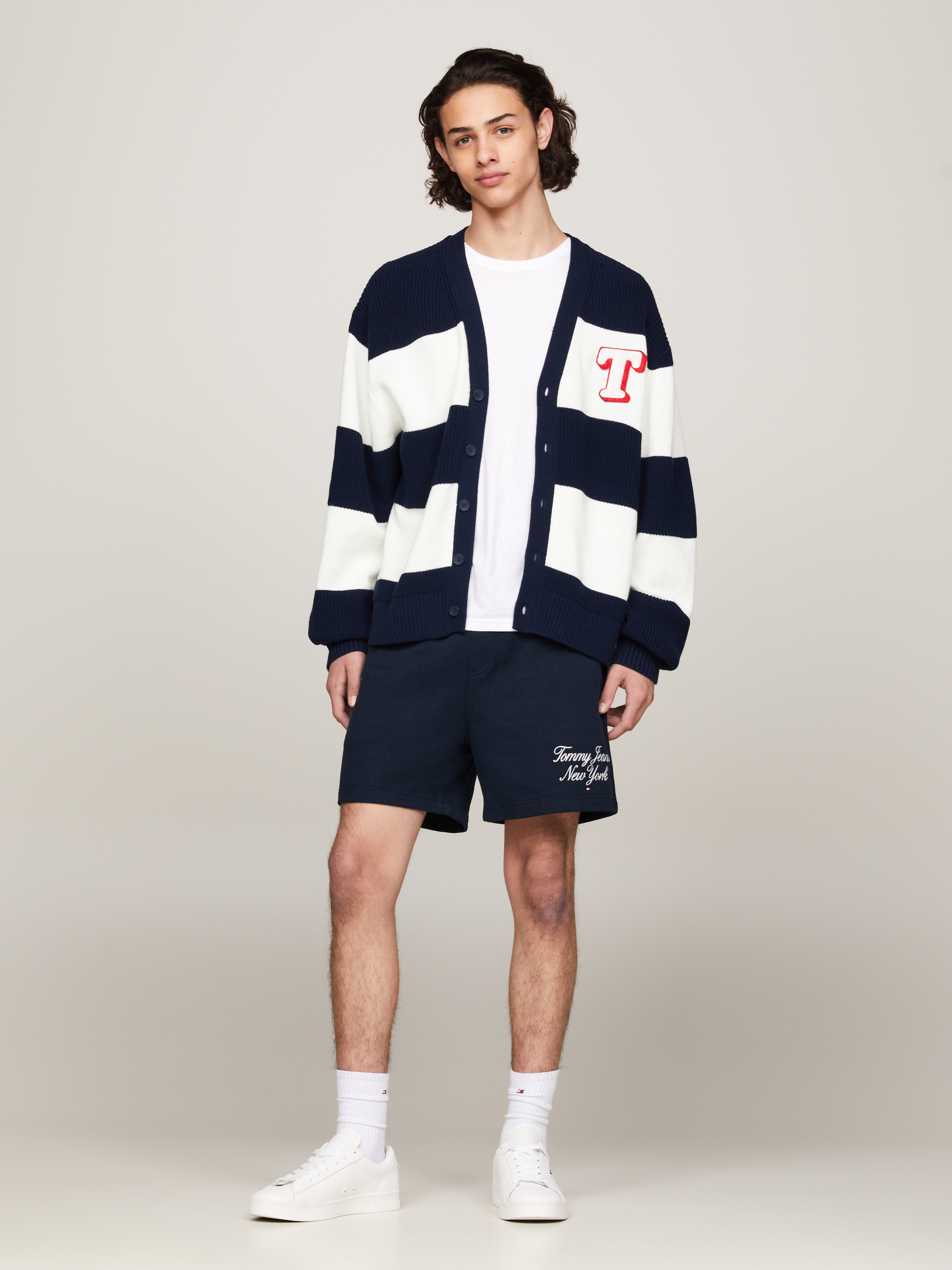 Textured Knit Stripe Cardigan | Knitwear | Tommy Jeans