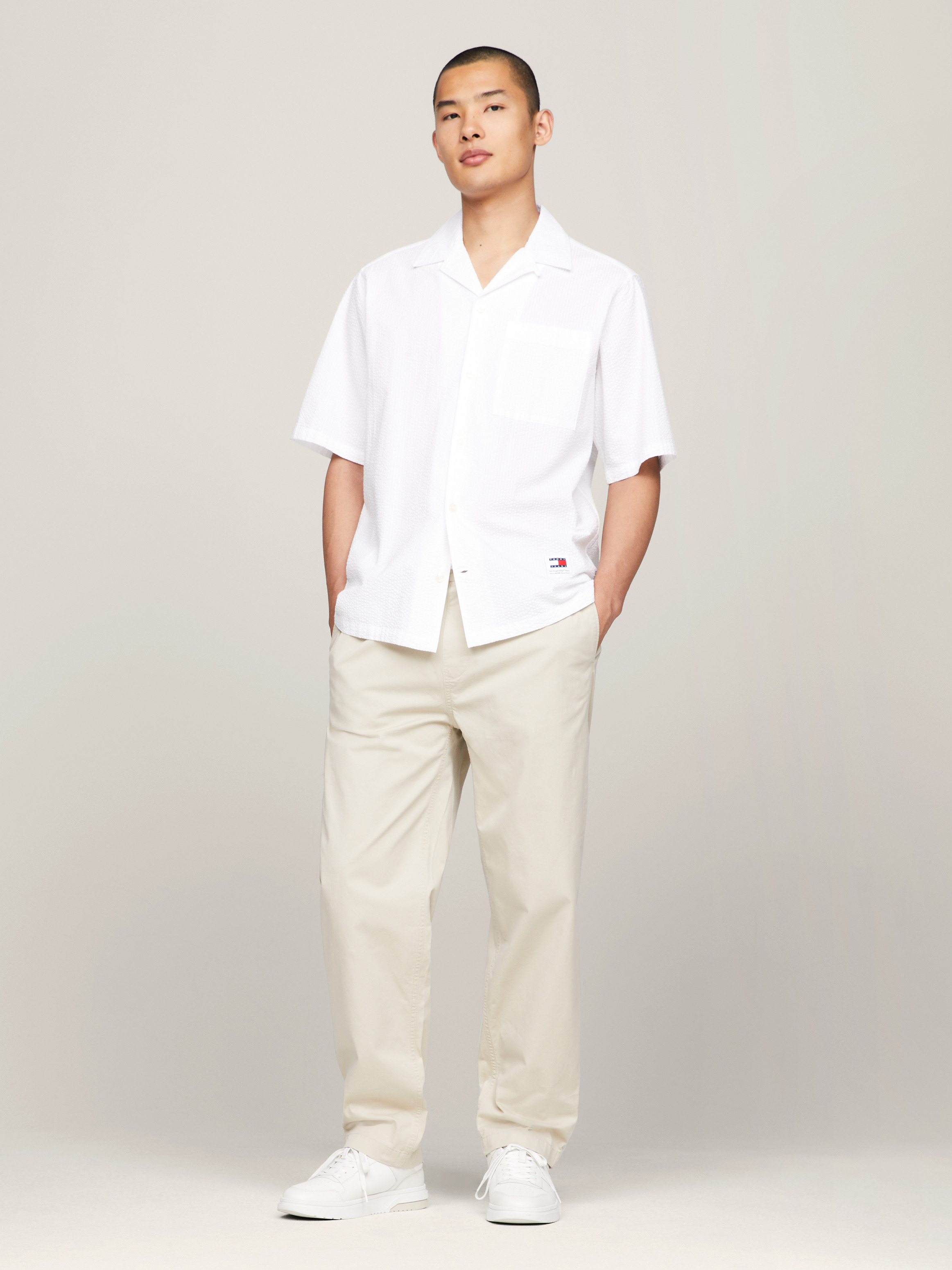【 】 Men's White Denim Camp Short Sleeve White Camp Shirts | Nordstrom