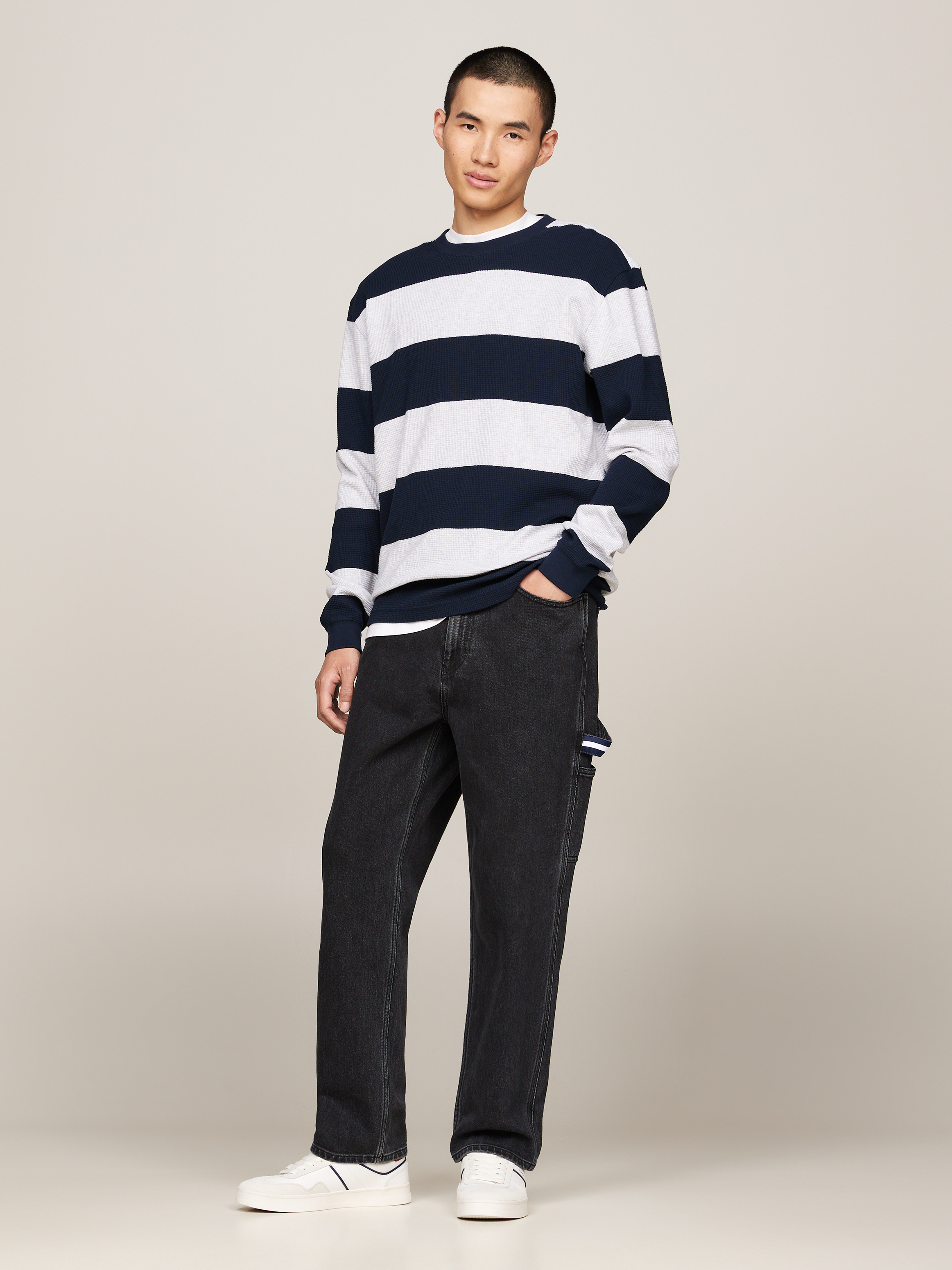 Waffle Knit Stripe Long Sleeve T-Shirt | T-Shirts | Tommy Jeans