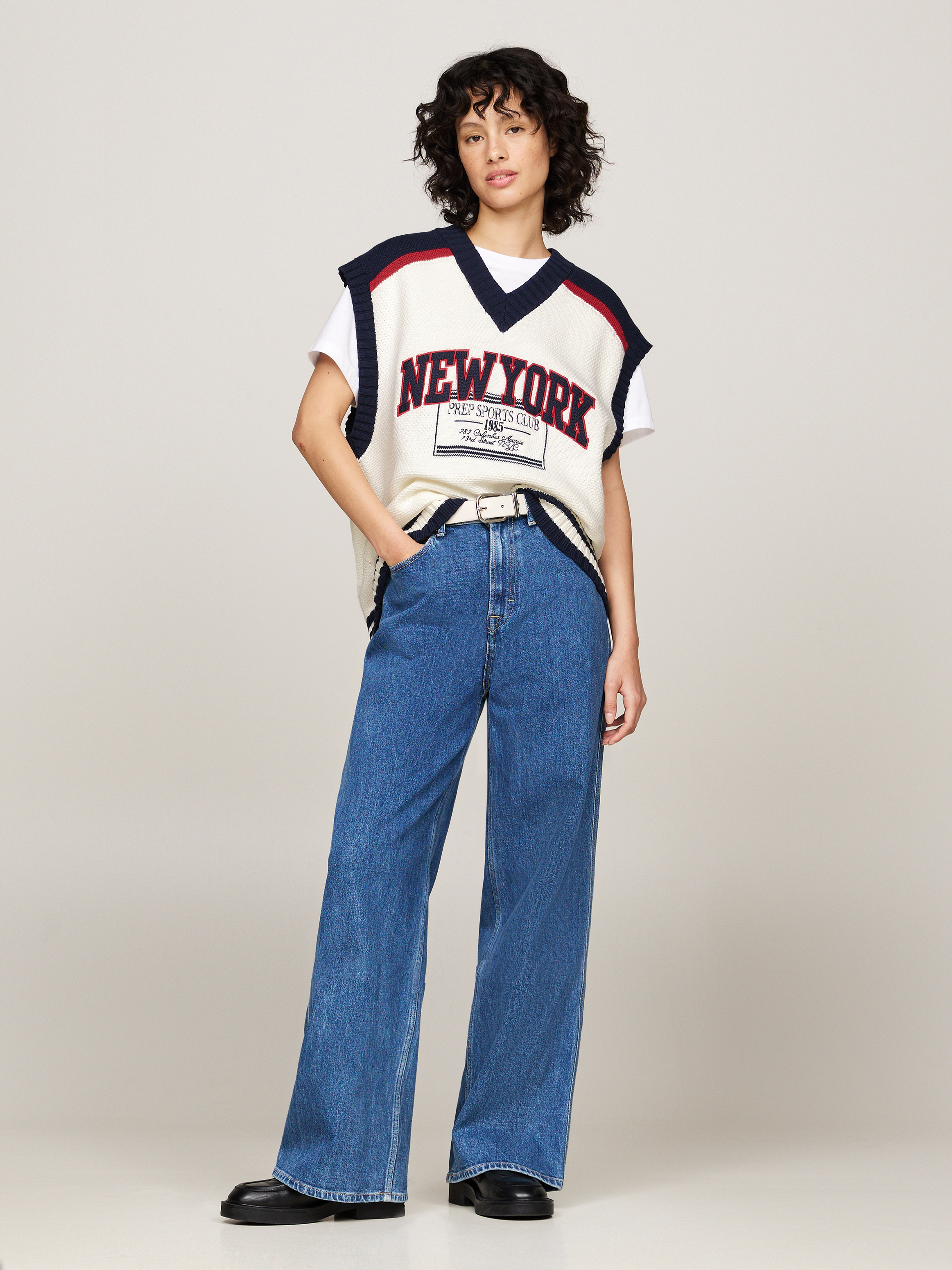 Dual Gender Relaxed Knitted Cricket Vest | Knitwear | Tommy Jeans