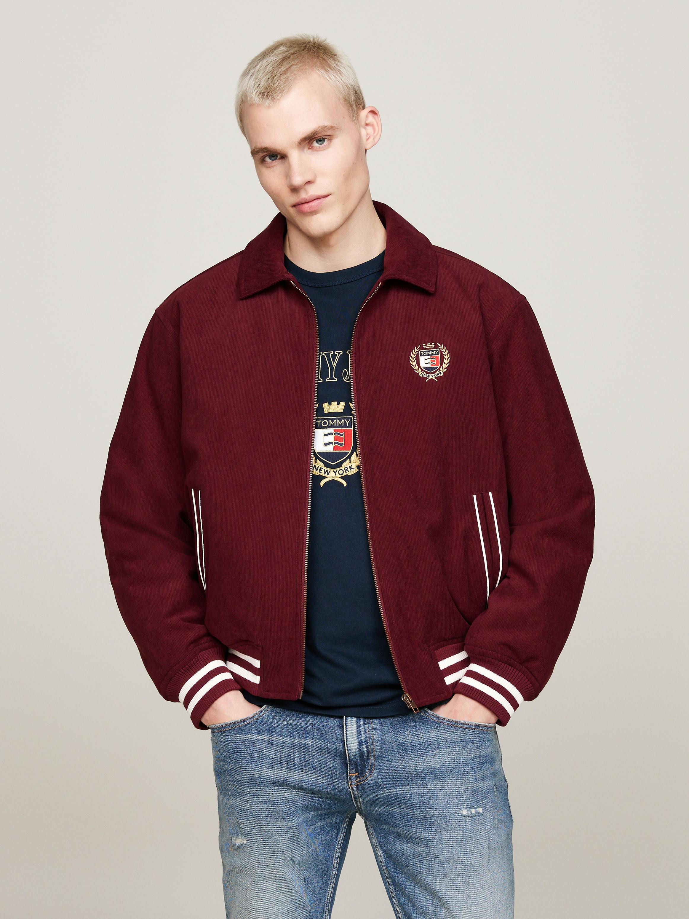 Relaxed Corduroy Letterman Jacket