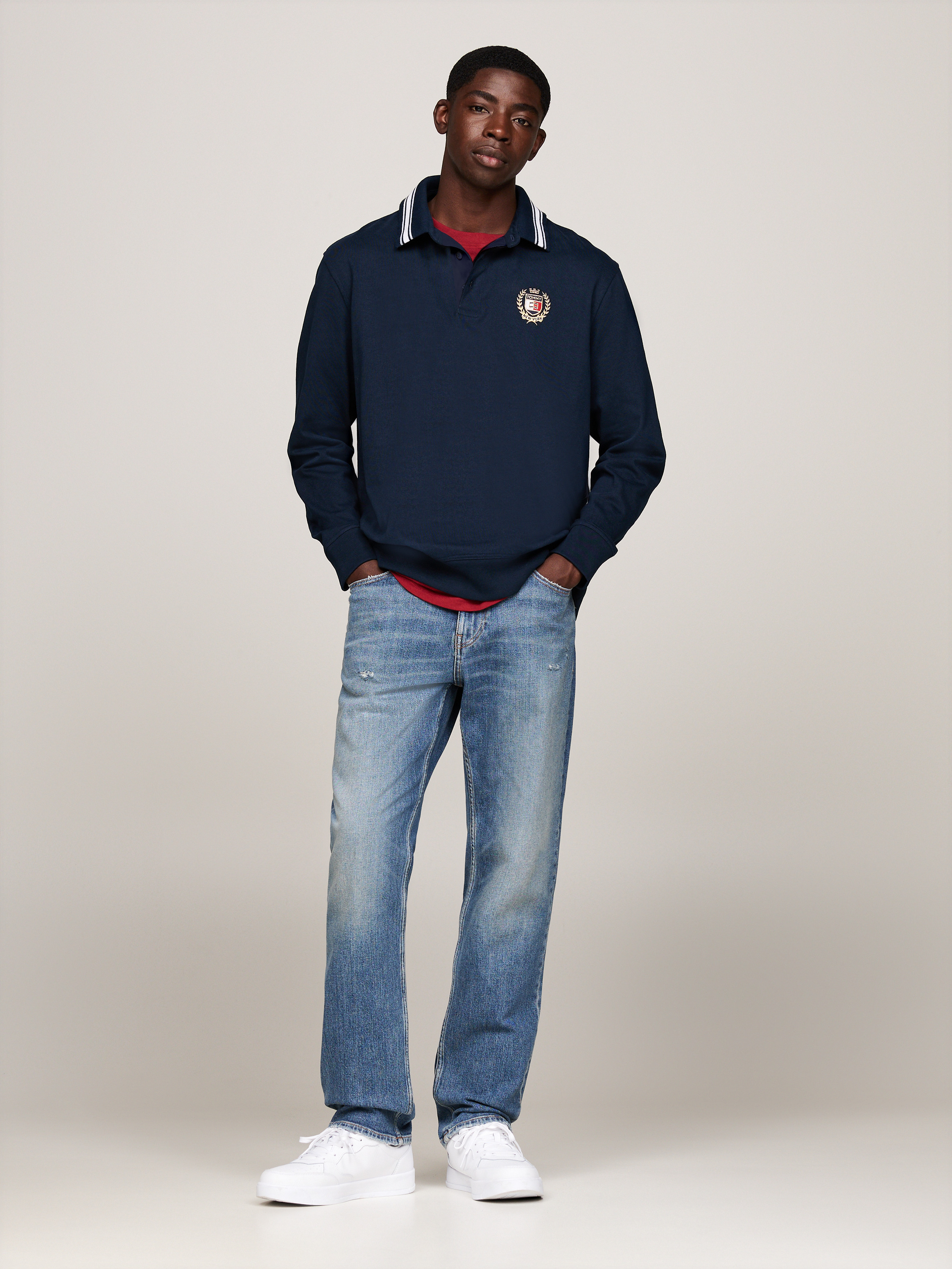 ★★ ★★ Rugby Polo Shirt T12F0TKT400MT1YBI Embroidery Oversized Rugby Polo Shirt | Sweatshirts