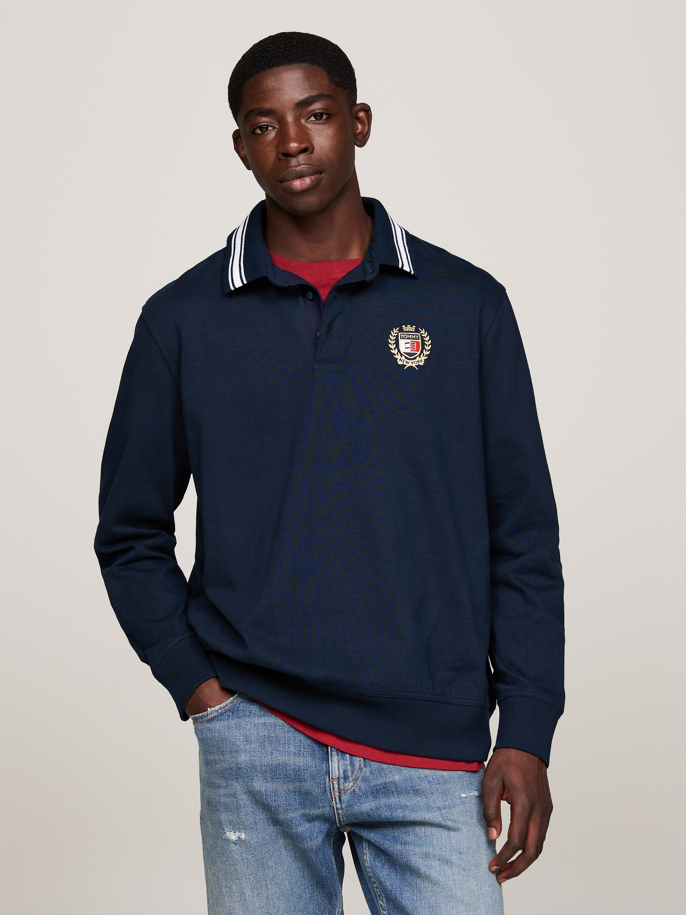 ★★ ★★ Rugby Polo Shirt T12F0TKT400MT1YBI Embroidery Oversized Rugby Polo Shirt | Sweatshirts