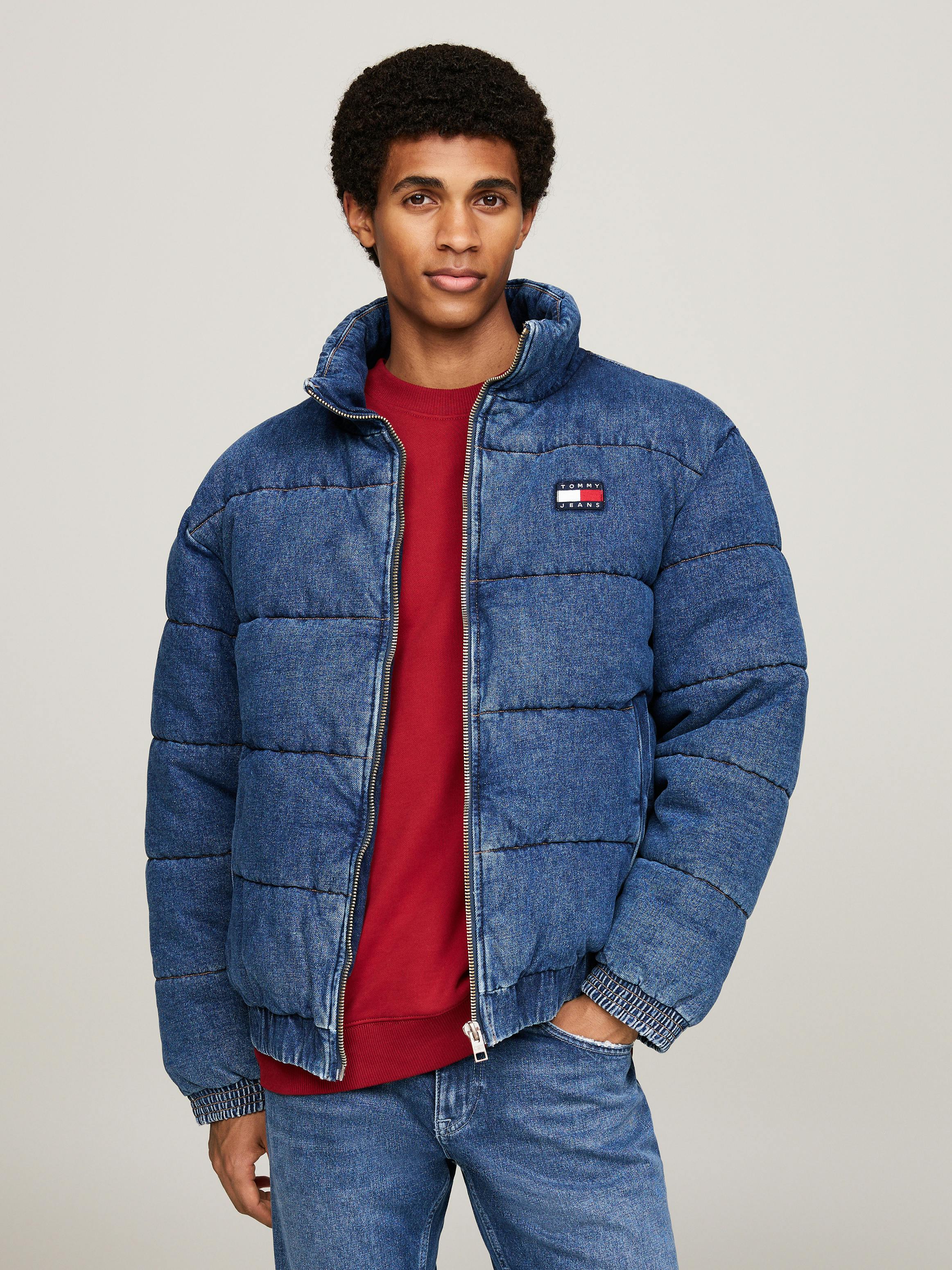 Logo Denim Puffer Jacket
