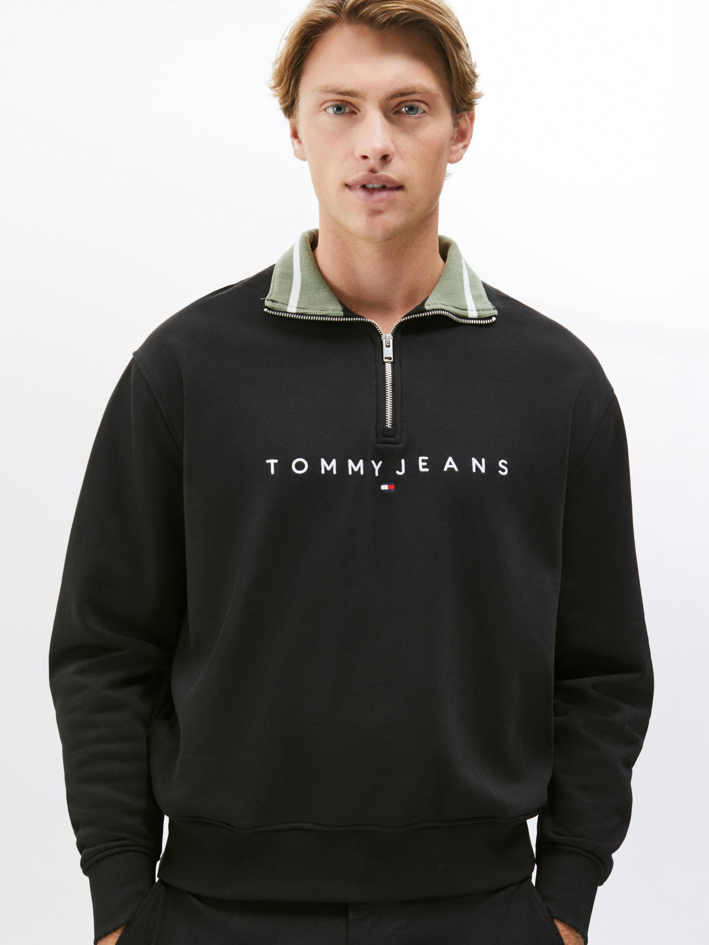 Half Zip Sweatshirt Tommy Hilfiger Relaxed Fit Pullover Linear