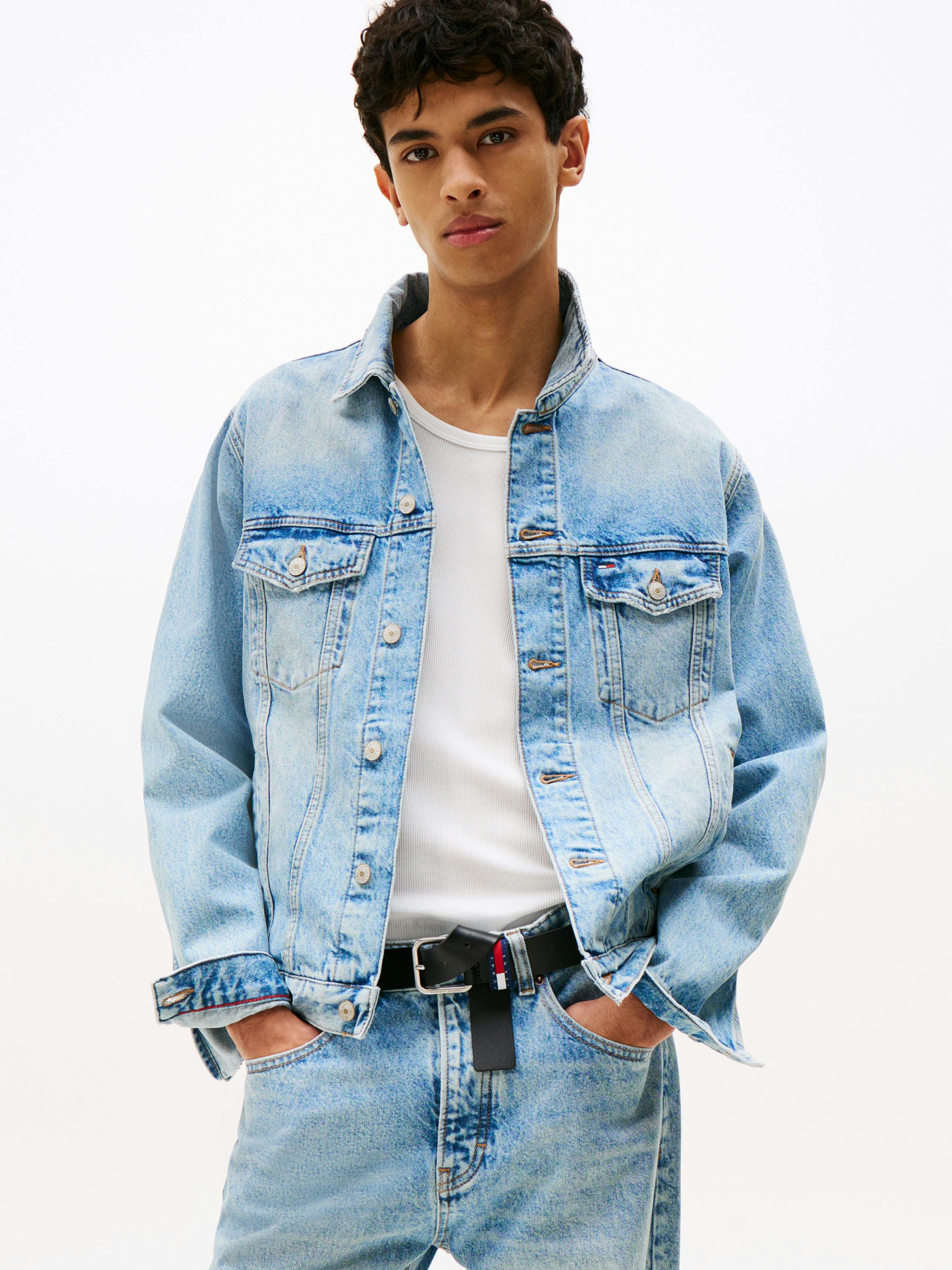 Ryan Back Logo Denim Trucker Jacket | Coats & Jackets | Tommy Jeans