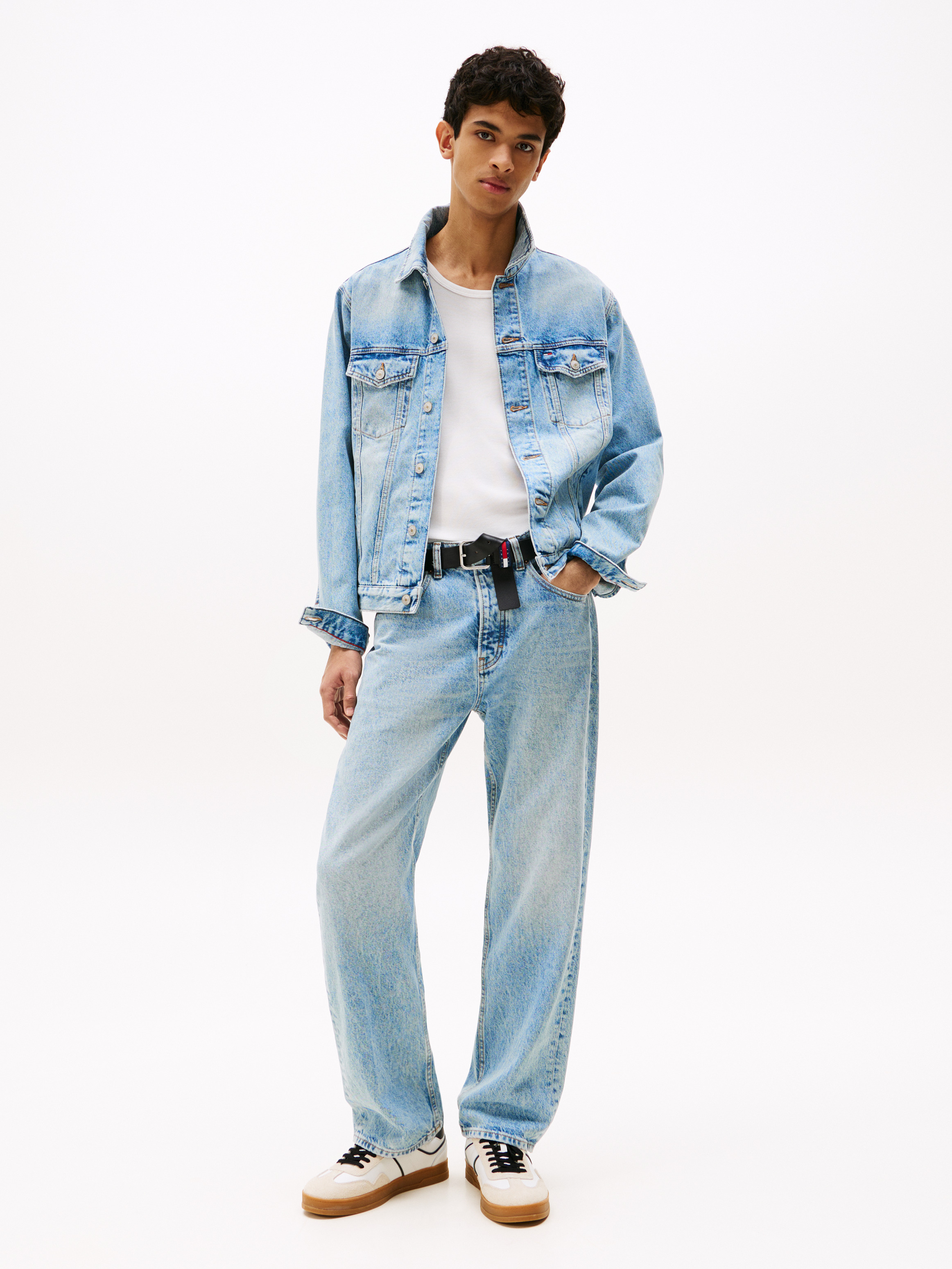 Ryan Back Logo Denim Trucker Jacket | Coats & Jackets | Tommy Jeans