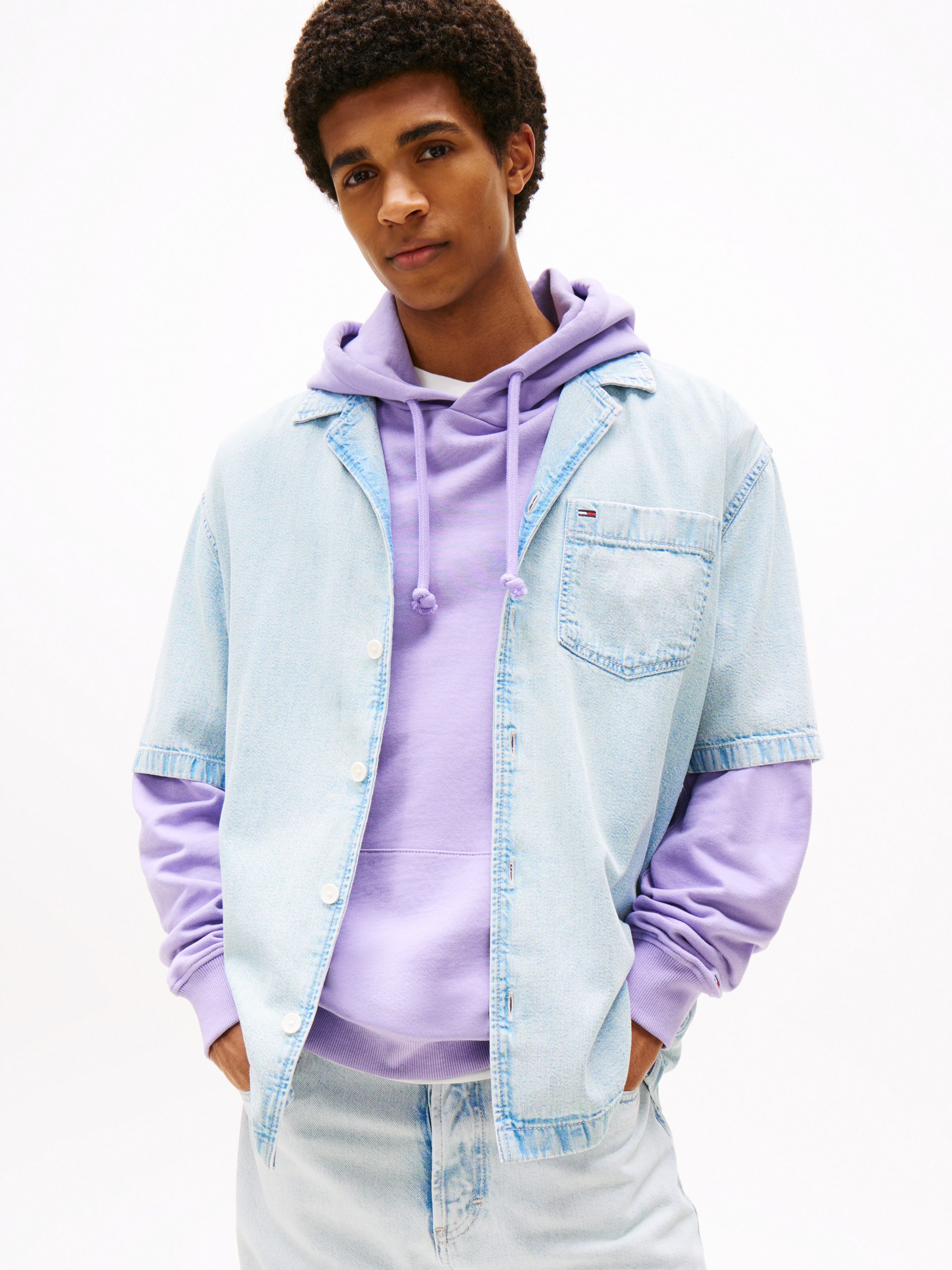 Relaxed Fit Short Sleeve Lightweight Denim Shirt