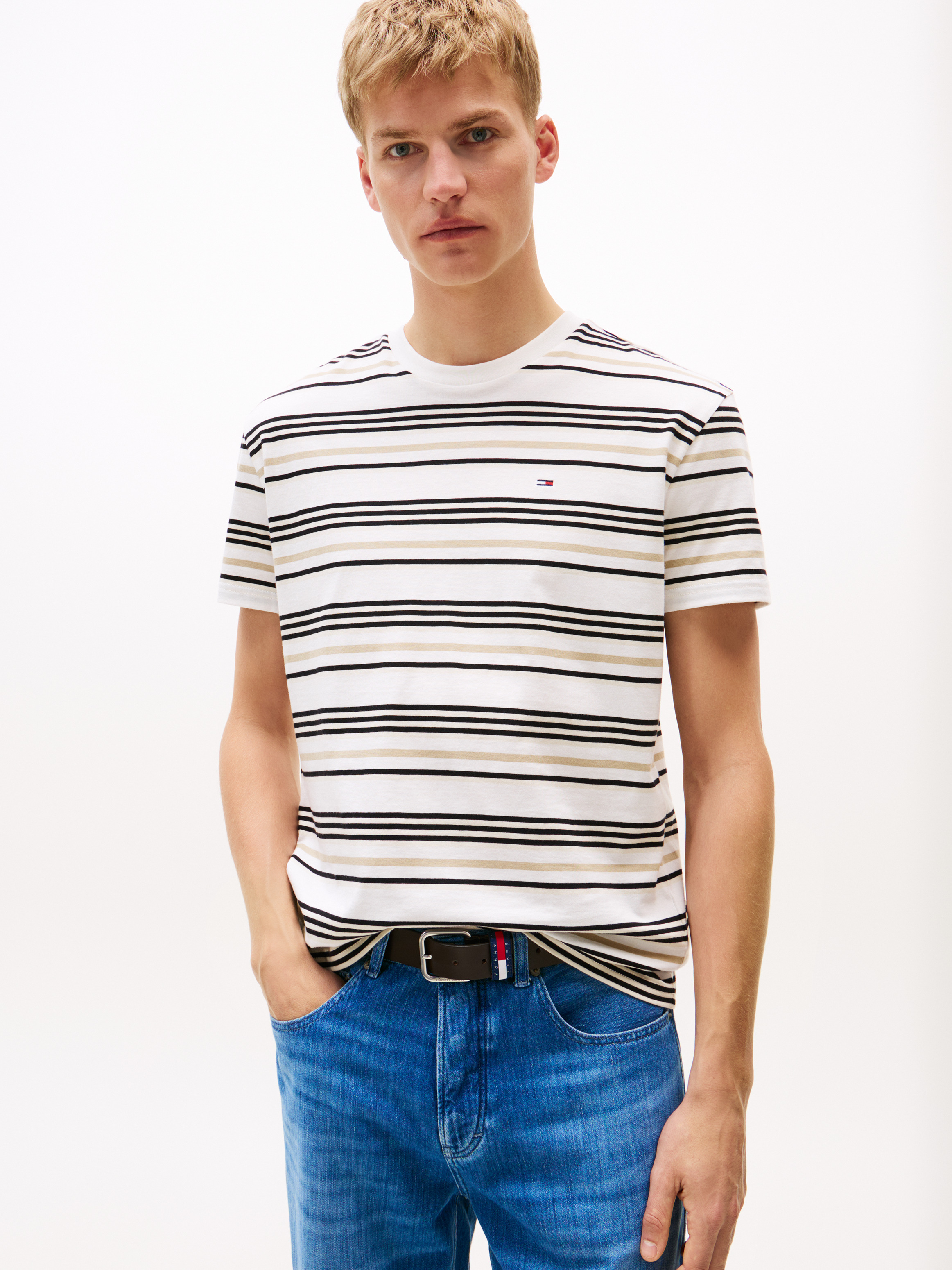 Mixed Stripe Crew Neck T-Shirt