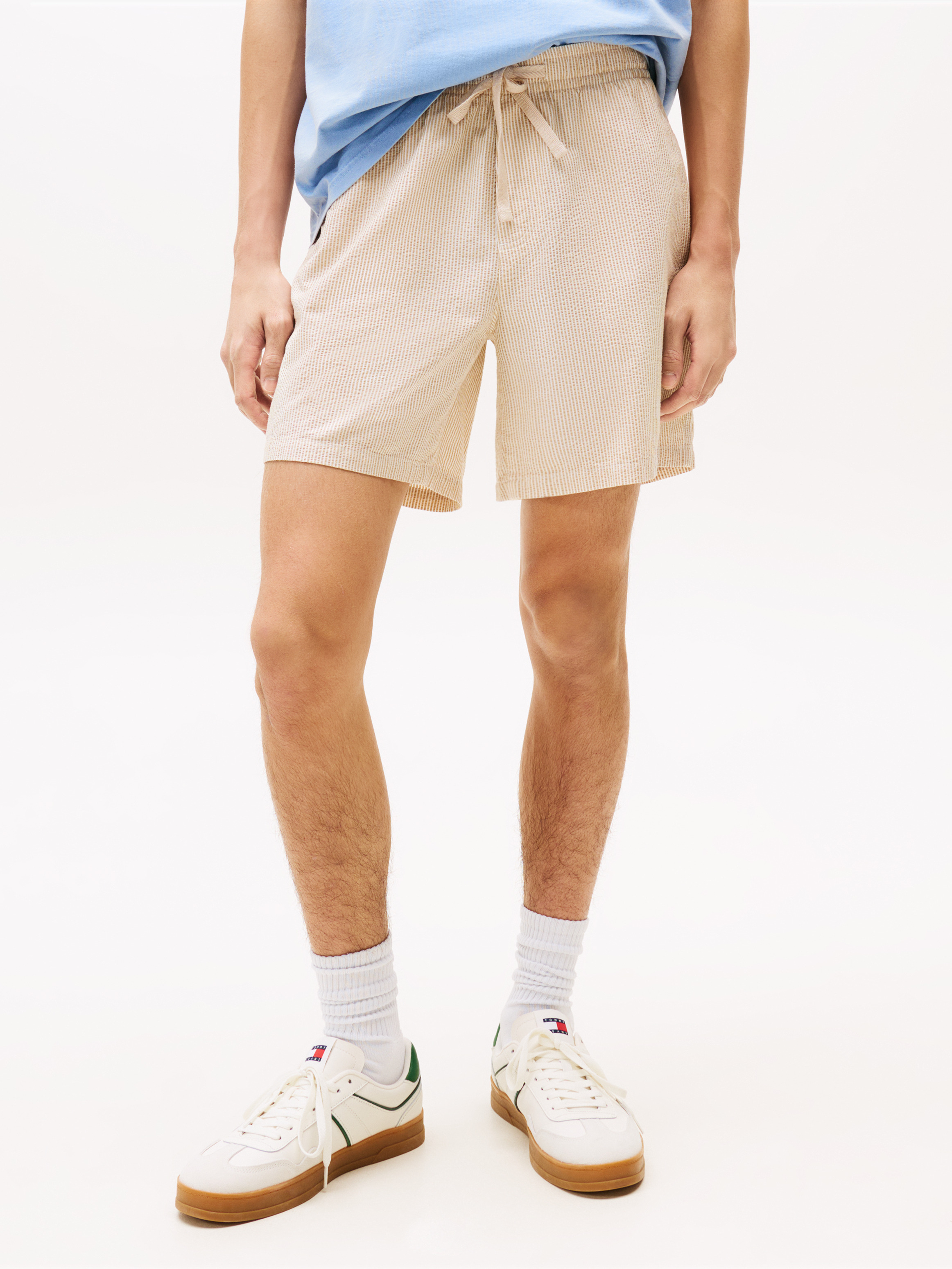 Stripe Seersucker Loose Shorts