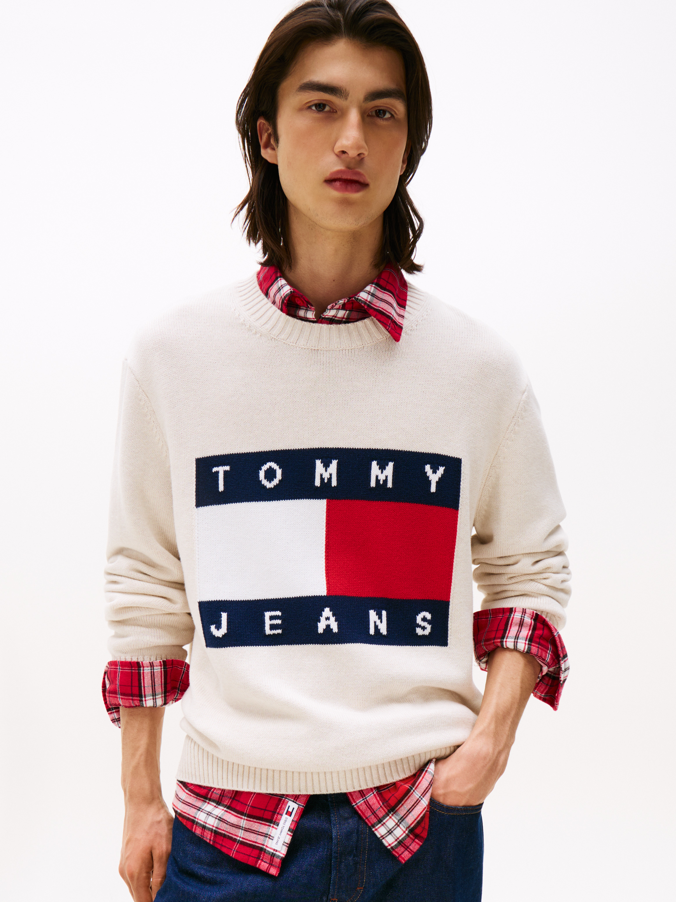 Intarsia Flag Badge Mélange Jumper
