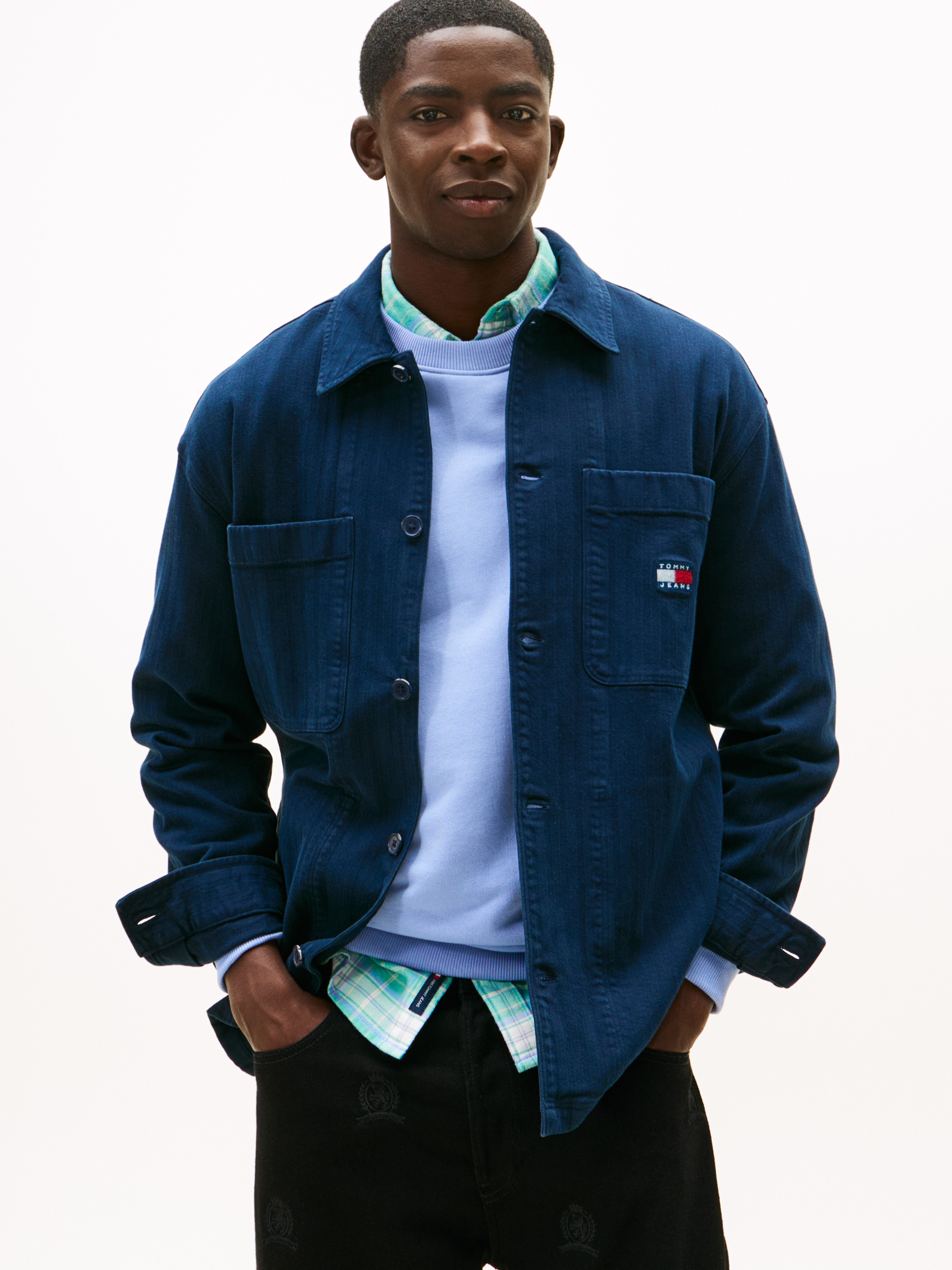 Oversized Fit Herringbone Twill Overshirt