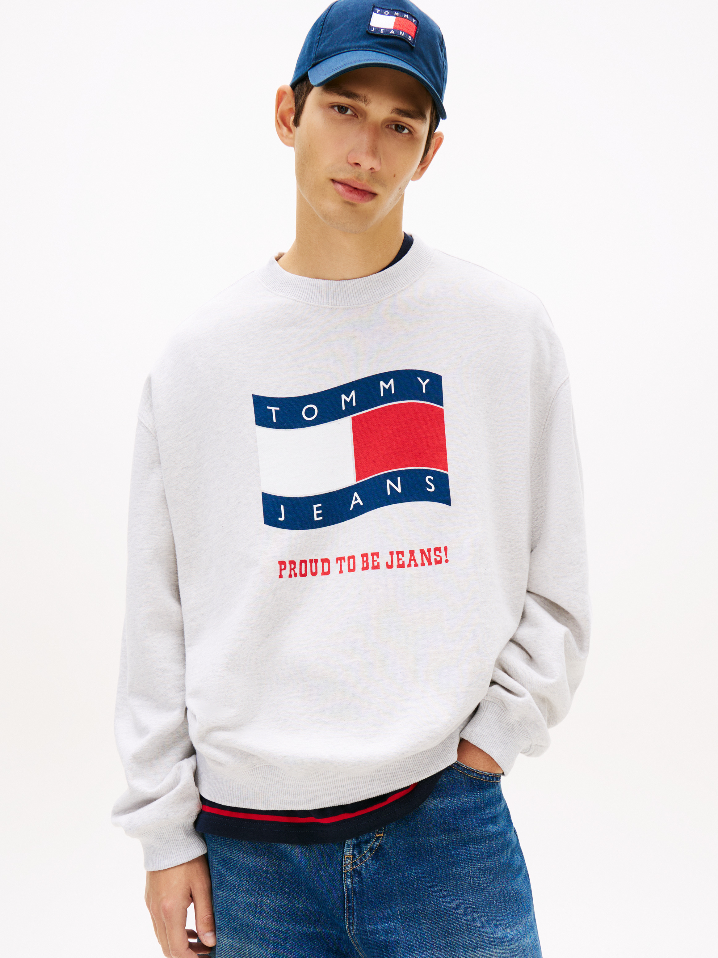 90s Wavy Flag Terry Crew Neck Sweatshirt