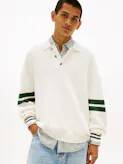 90s Tommy Badge Stripe Sleeve Polo Jumper