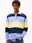 Tommy Badge Stripe Relaxed Rugby Shirt