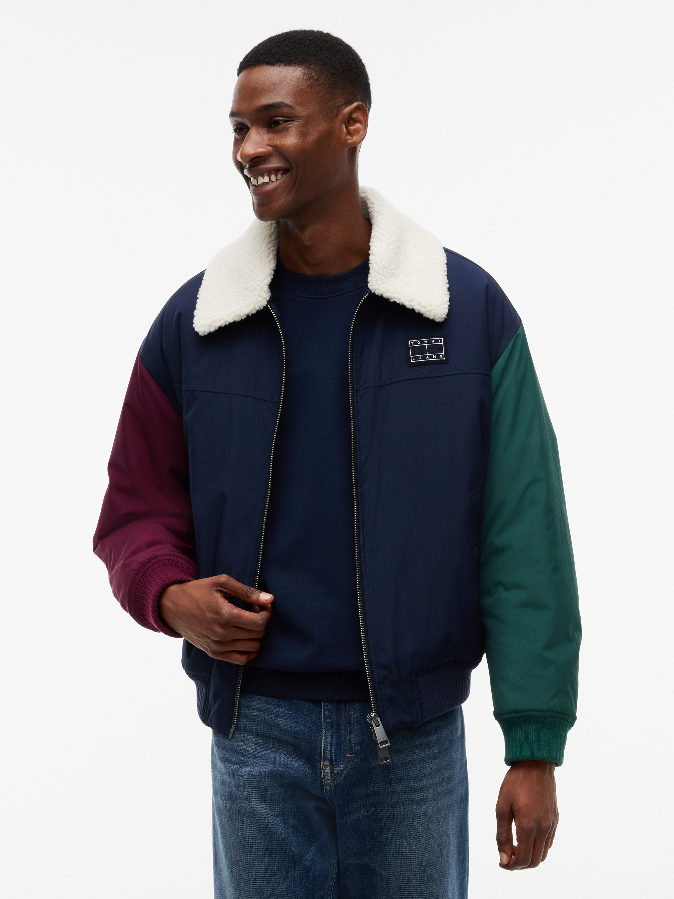 Teddy Collar Relaxed Aviator Jacket