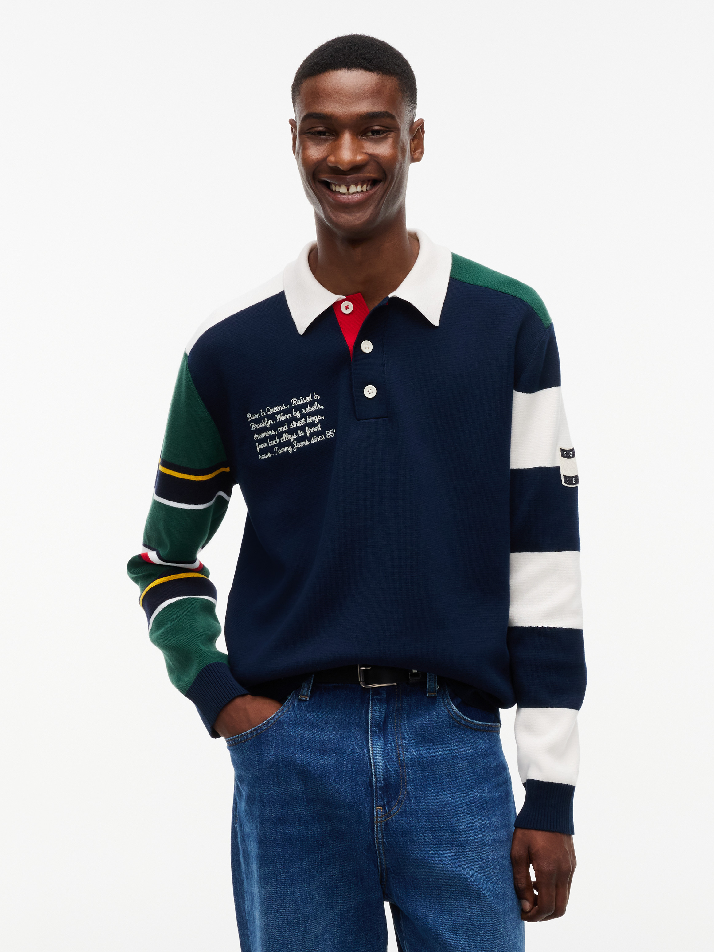Colour-Blocked Knit Rugby Shirt