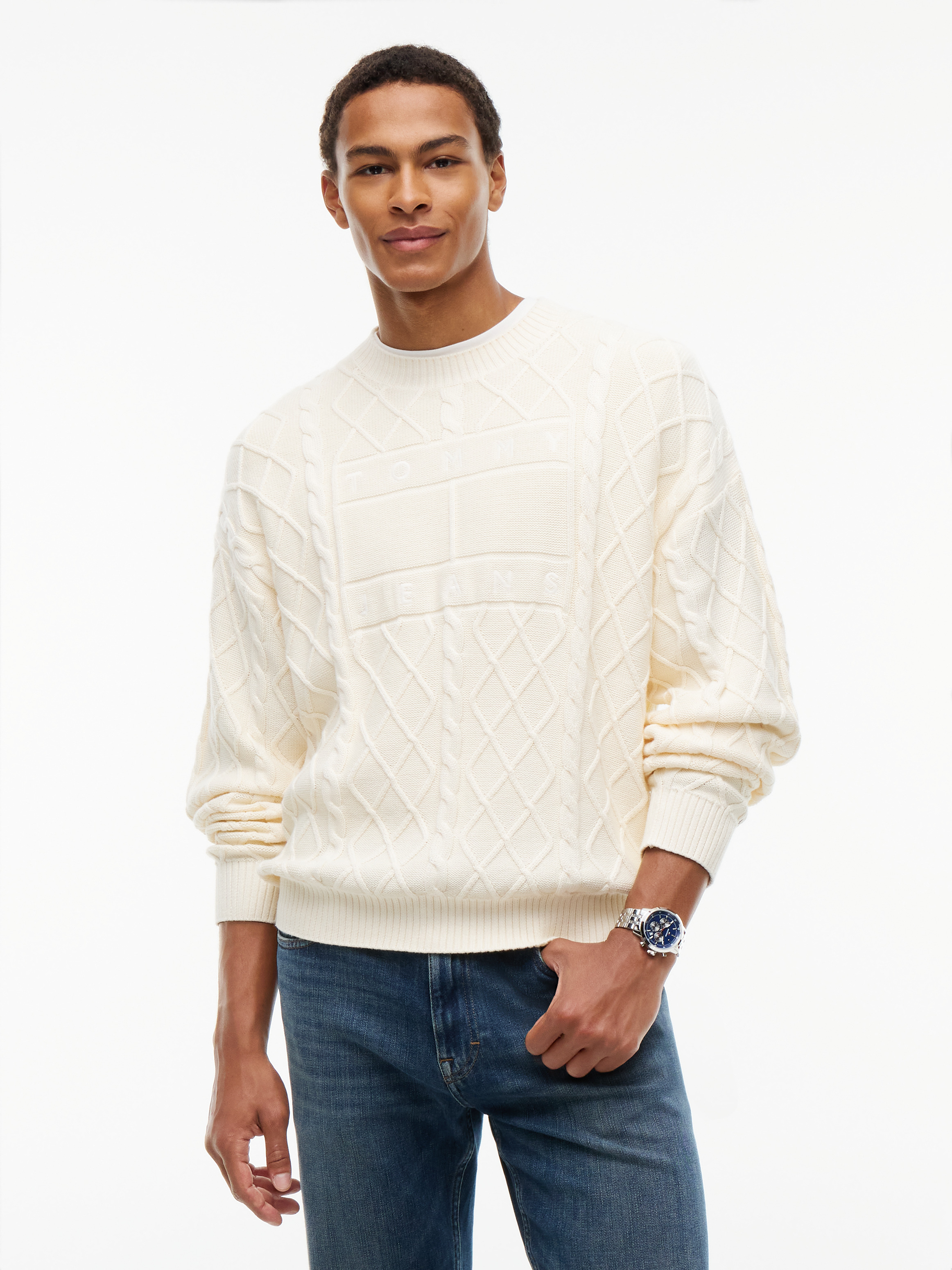 Diamond Cable Knit Relaxed Jumper