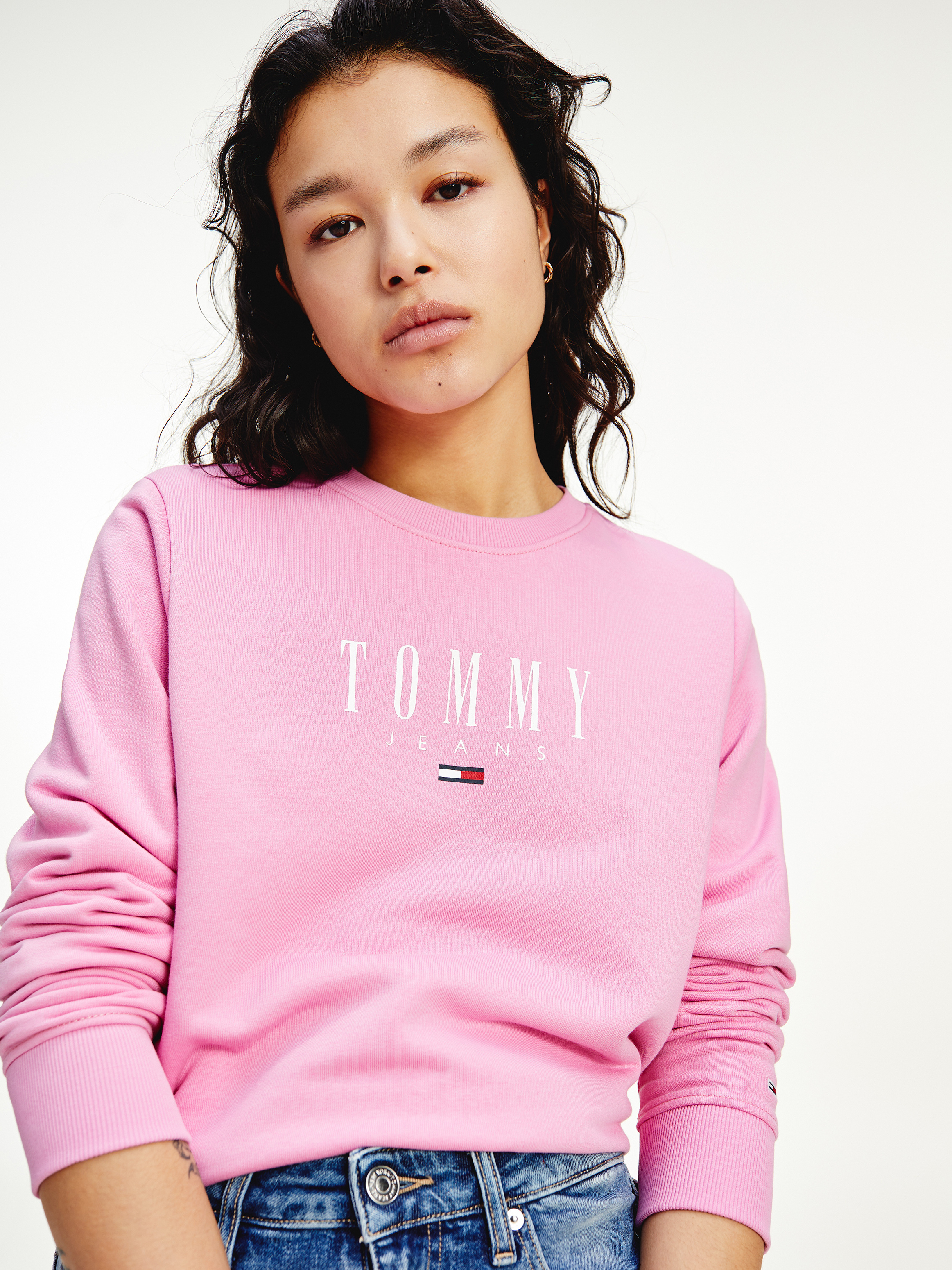 Tommy hilfiger pink hot sale sweatshirt womens