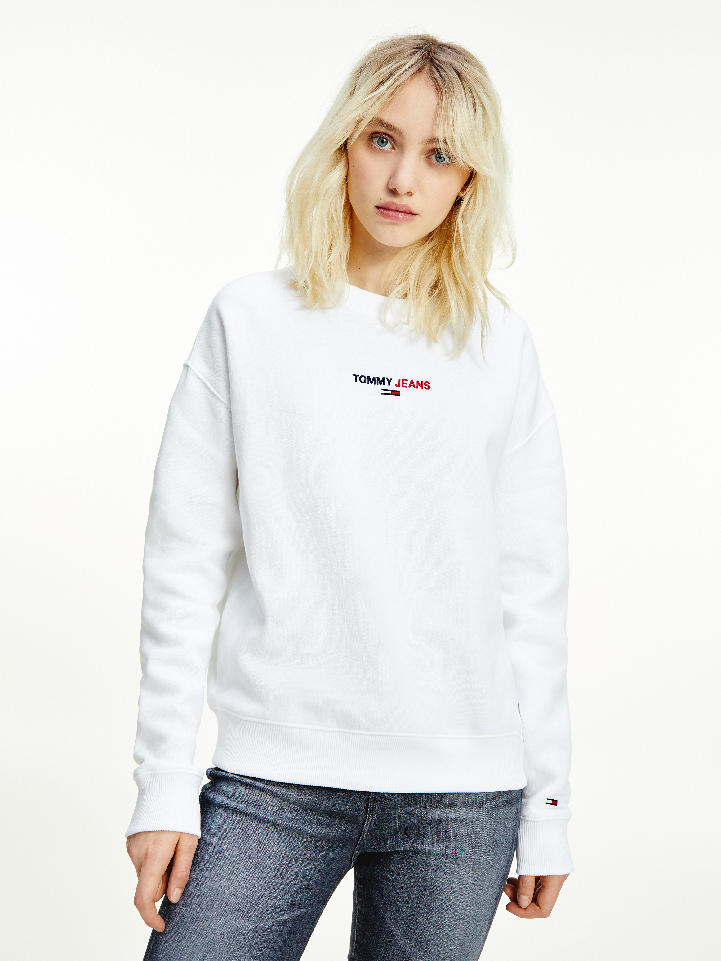 tommy hilfiger white crew neck sweatshirt