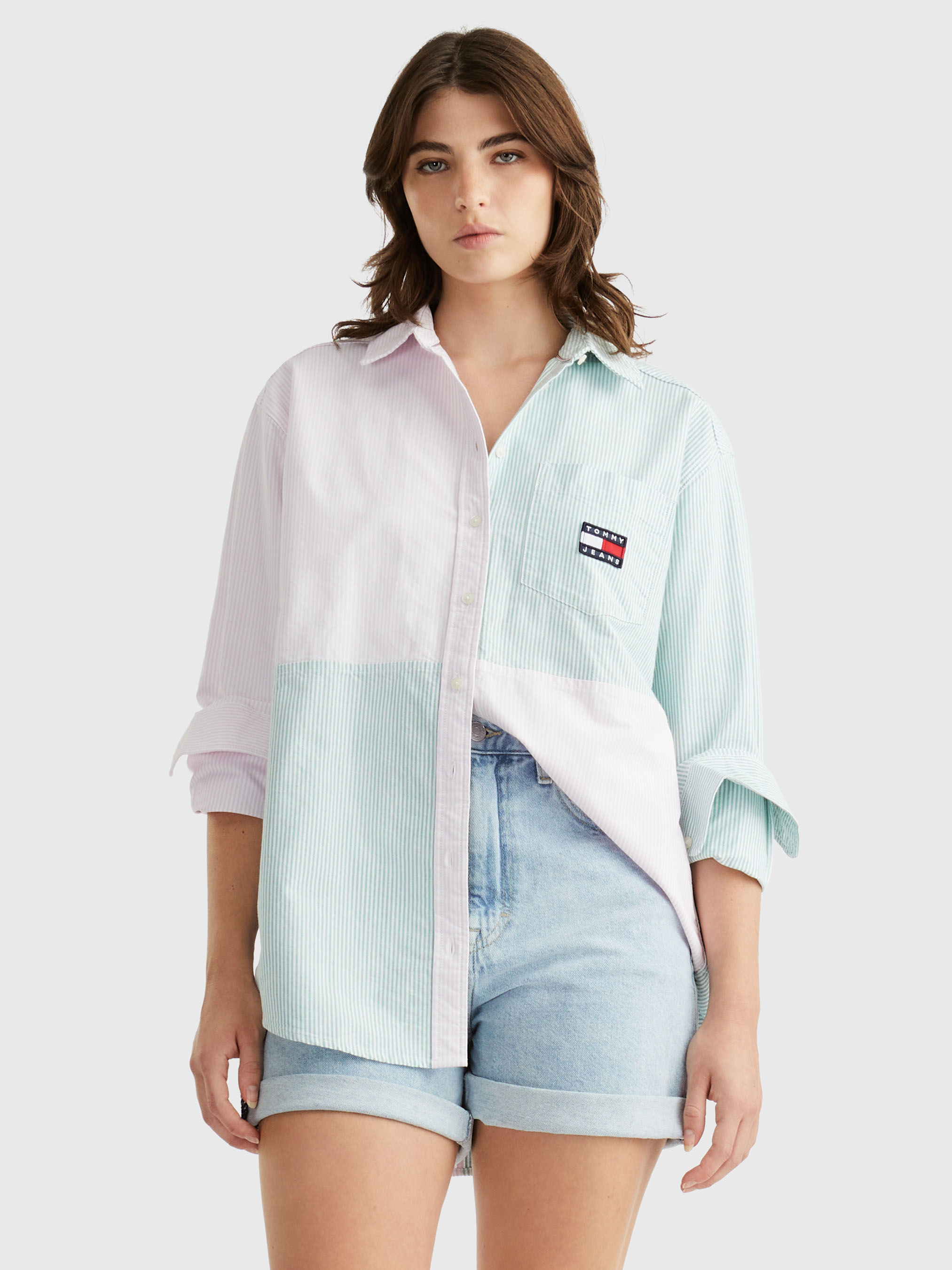 ColourBlocked Stripe Boyfriend Shirt Shirts Tommy Jeans