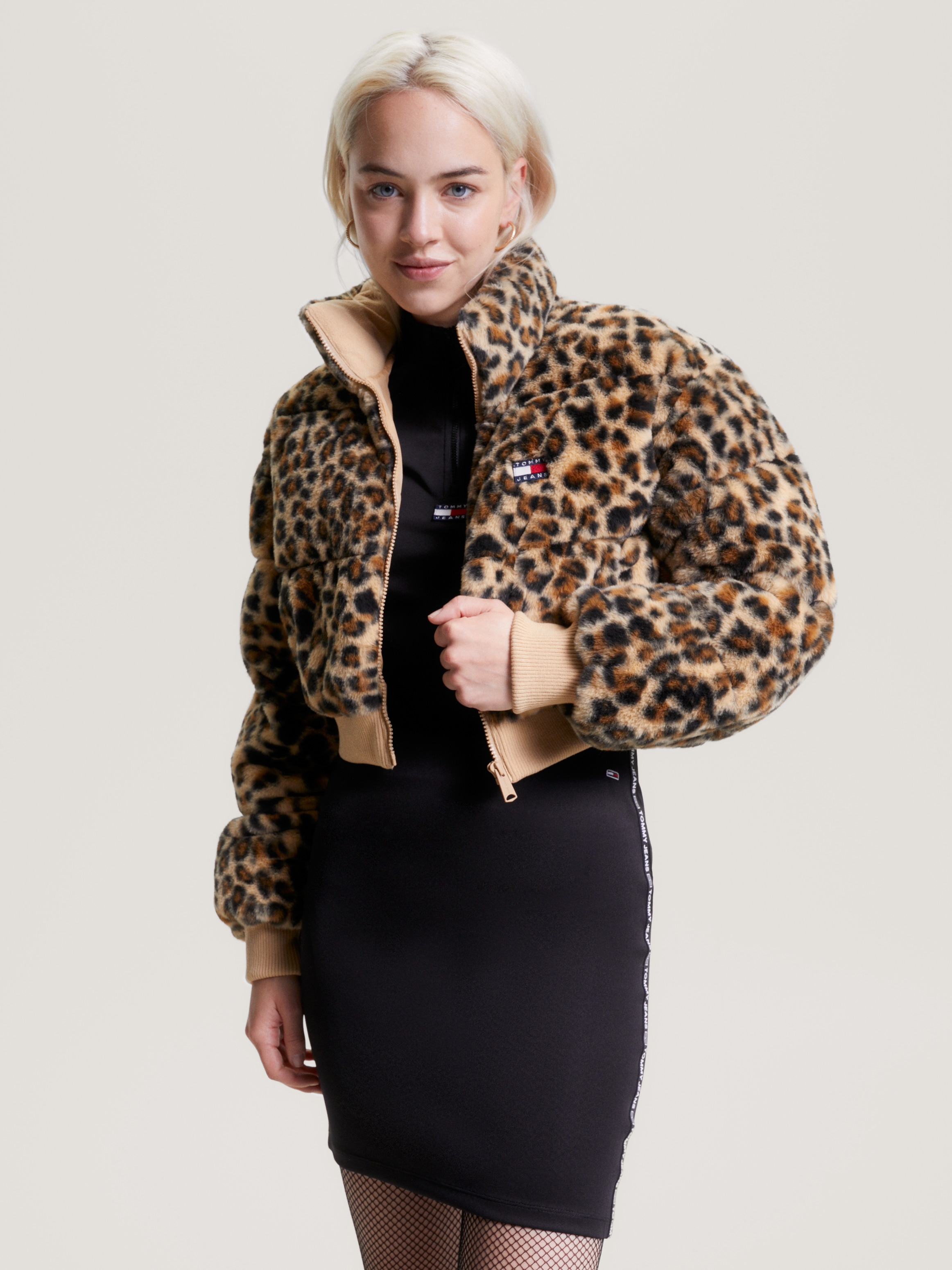 Animal print sale cropped jacket