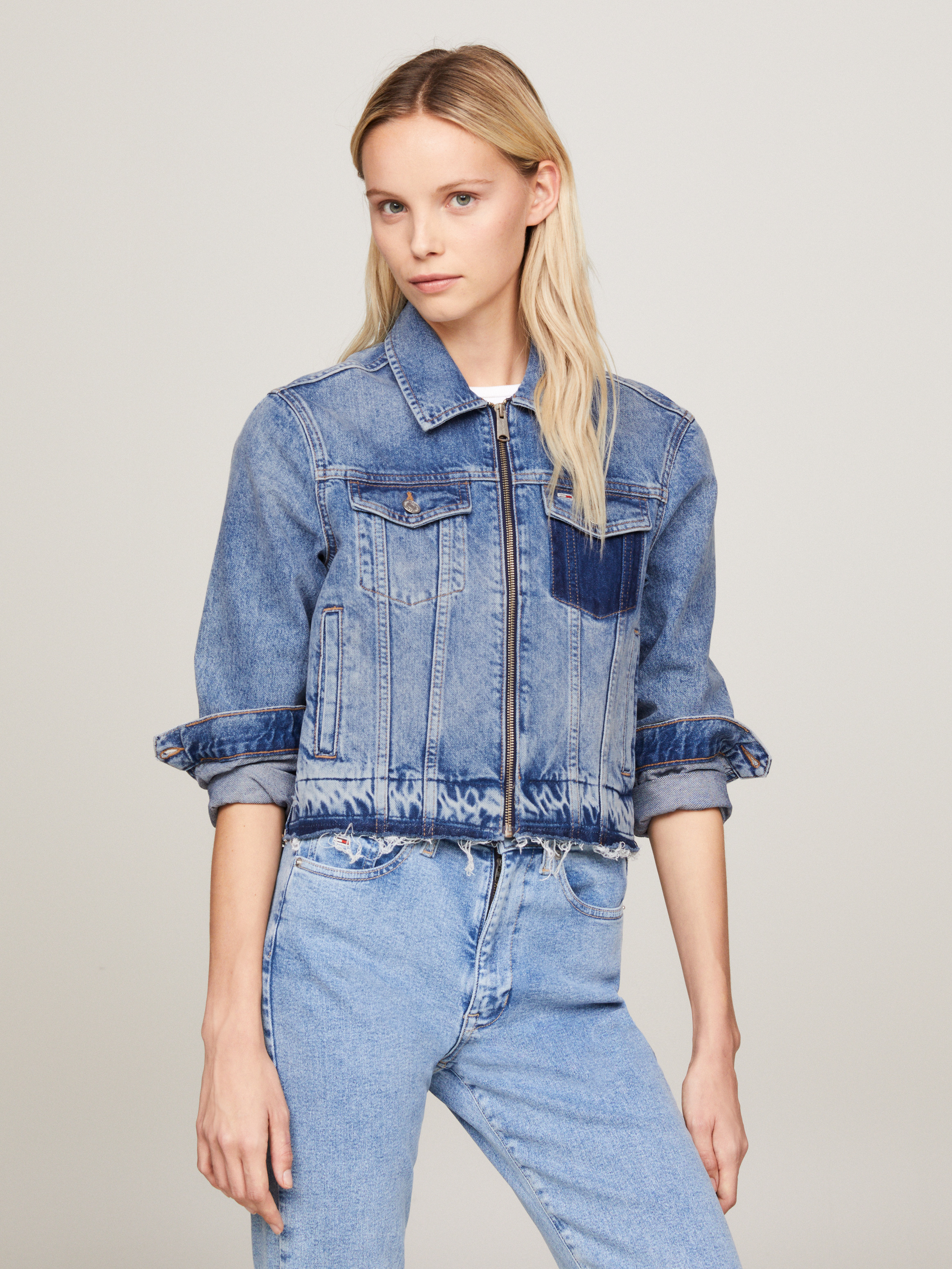Izzie Zip-Thru Denim Jacket | Coats & Jackets | Tommy Jeans