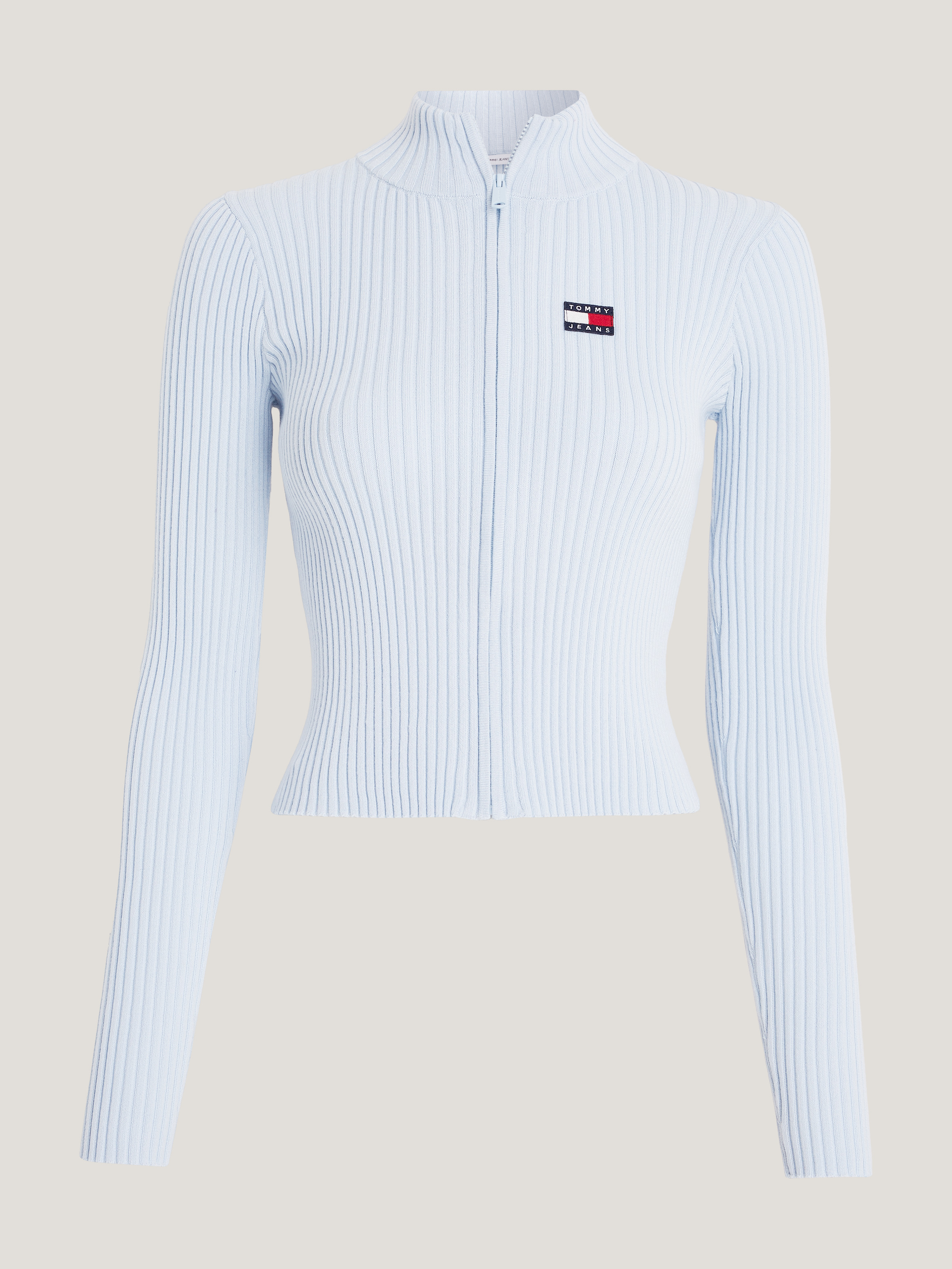 Badge Zip-Thru Rib-Knit Cardigan | Knitwear | Tommy Jeans