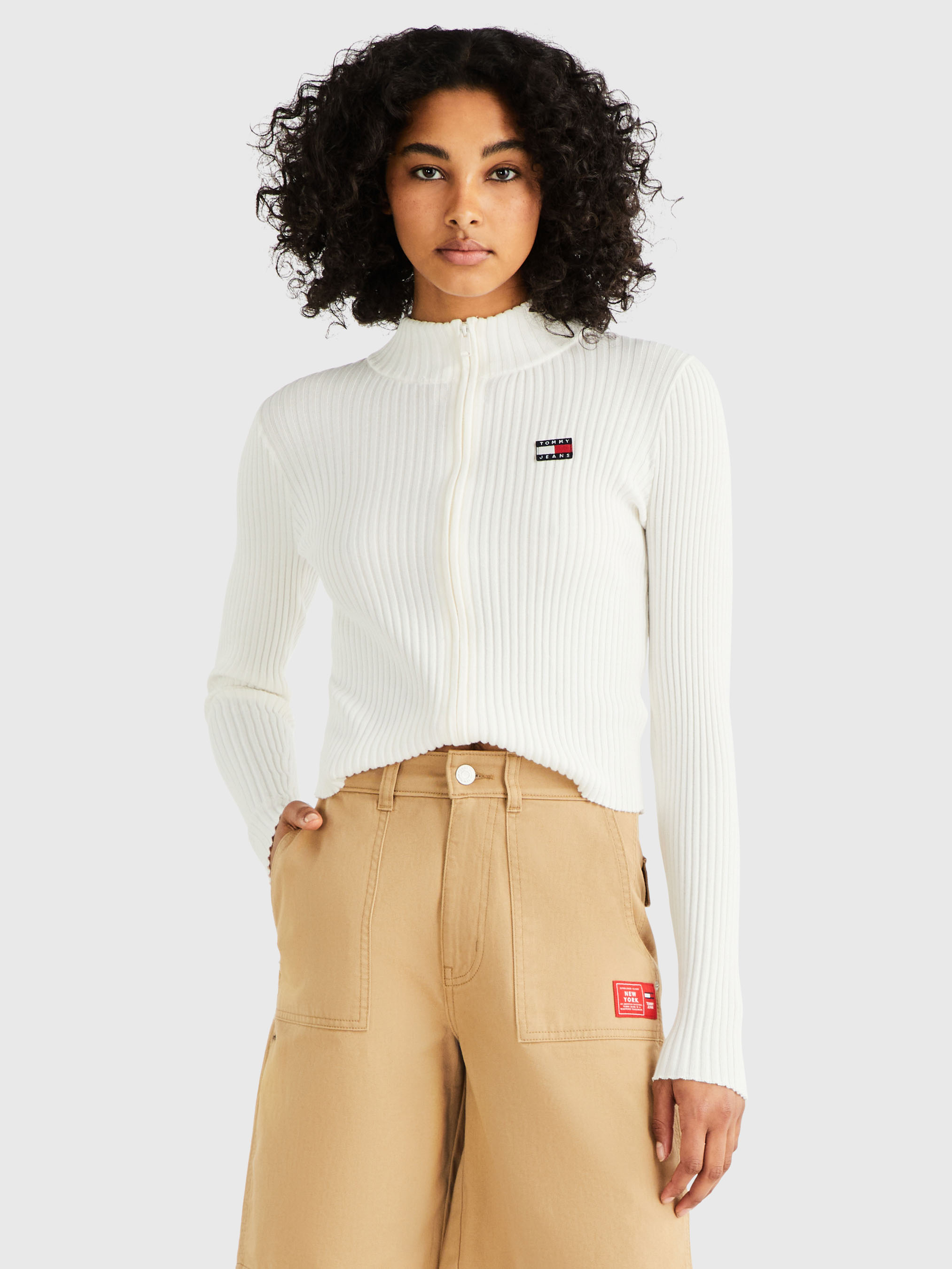 Badge Zip-Thru Rib-Knit Cardigan | Knitwear | Tommy Jeans Badge Zip-Thru Rib-Knit Cardigan | Knitwear | Tommy Jeans