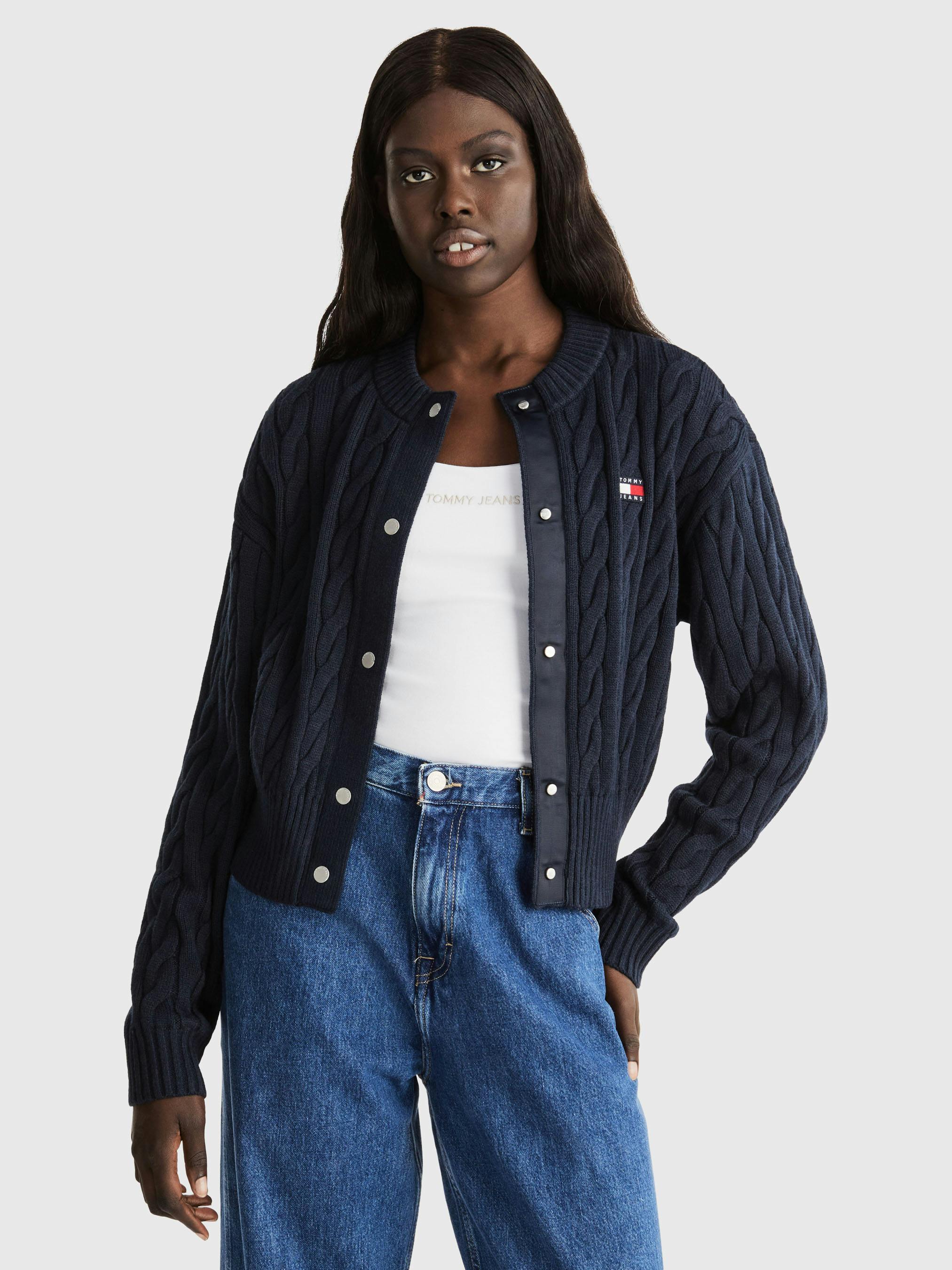 Badge Cable Cardigan | Knitwear | Tommy Jeans 