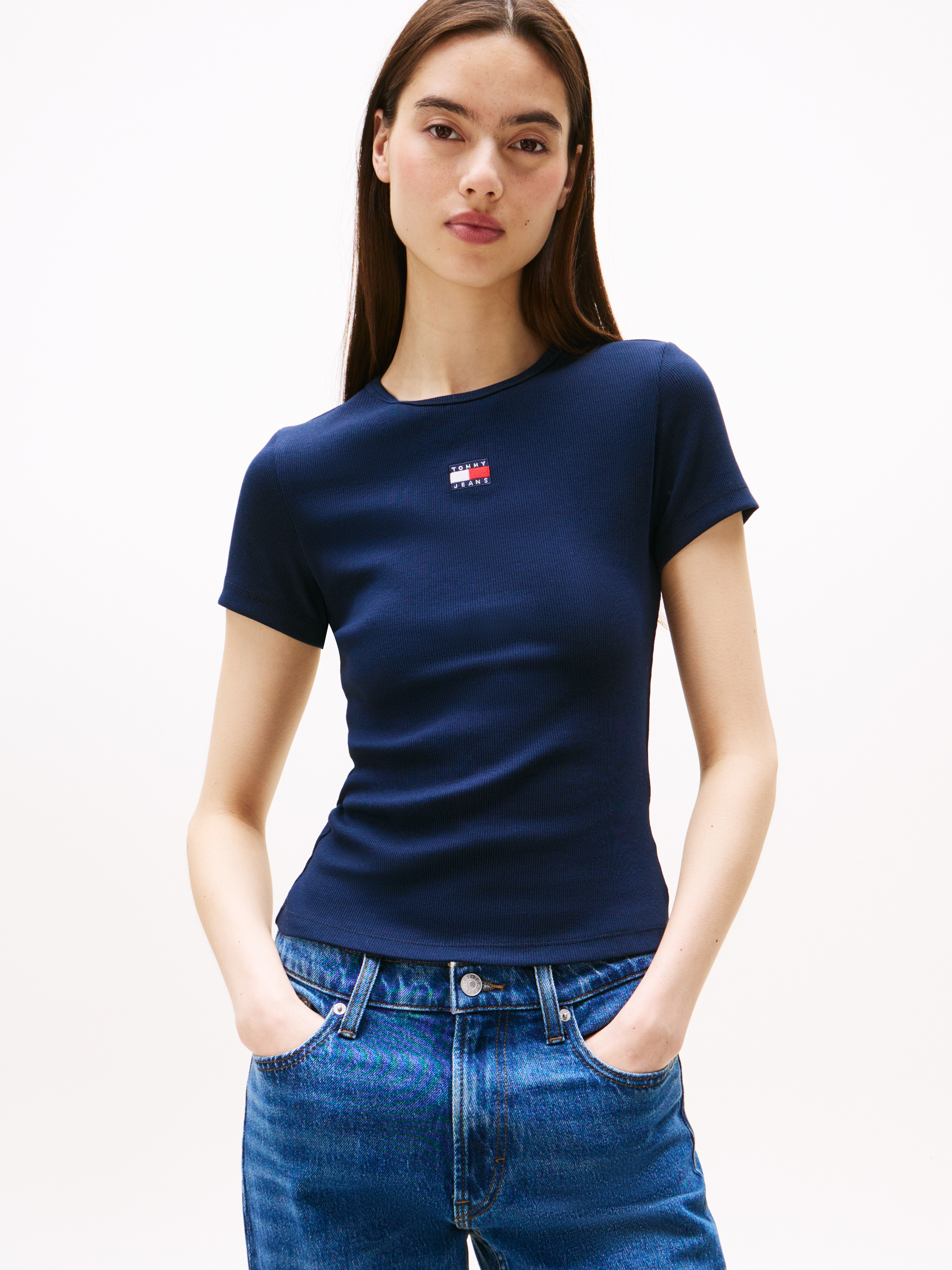 売れ筋商品|||トミーヒルフィガー Tシャツ レディース トップス SLIM TEE - Print T-shirt - dark night navy DM0DM19692_C1G_MO-TP-F1_044.
