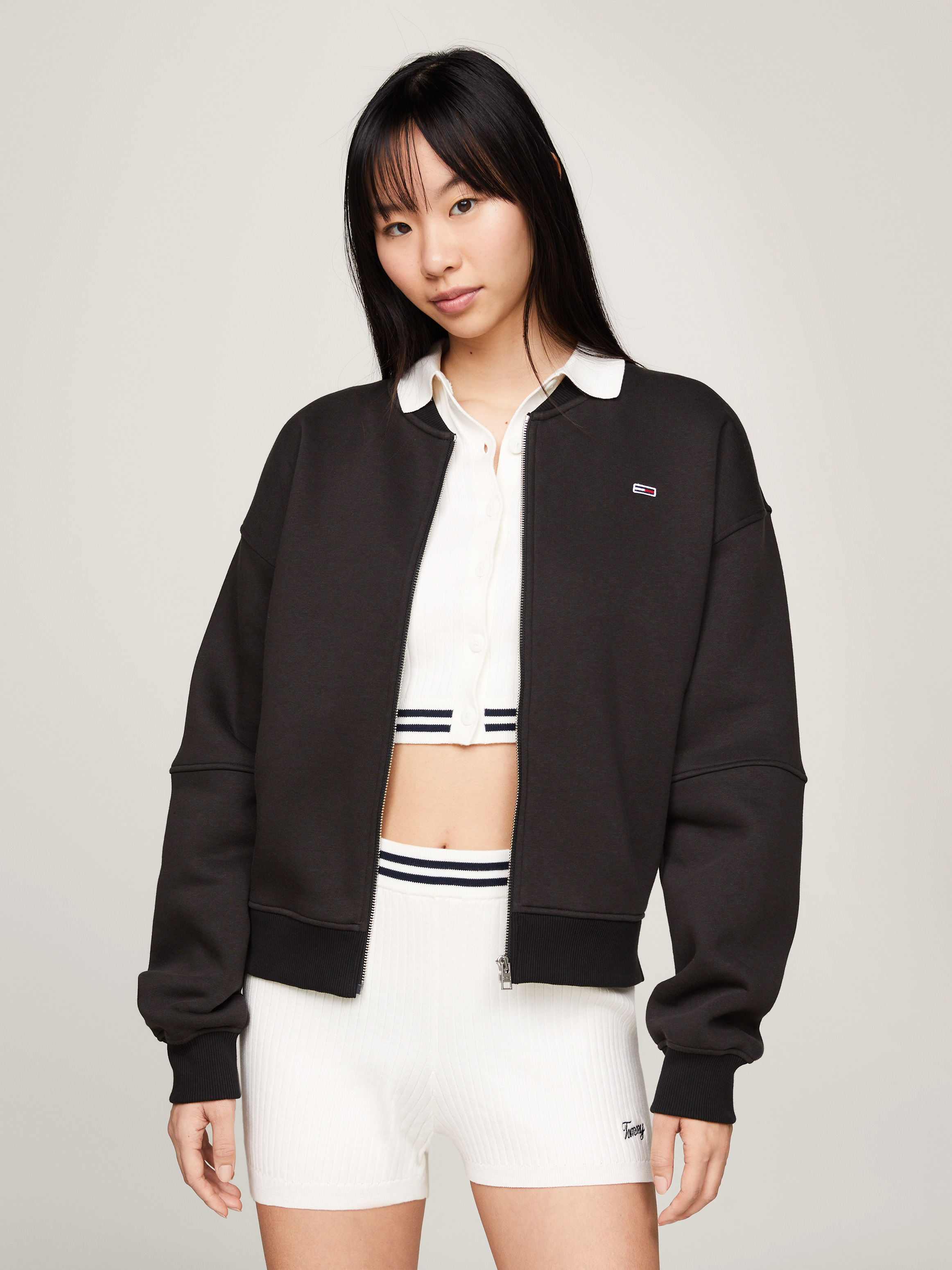 Full zip bomber jacket top