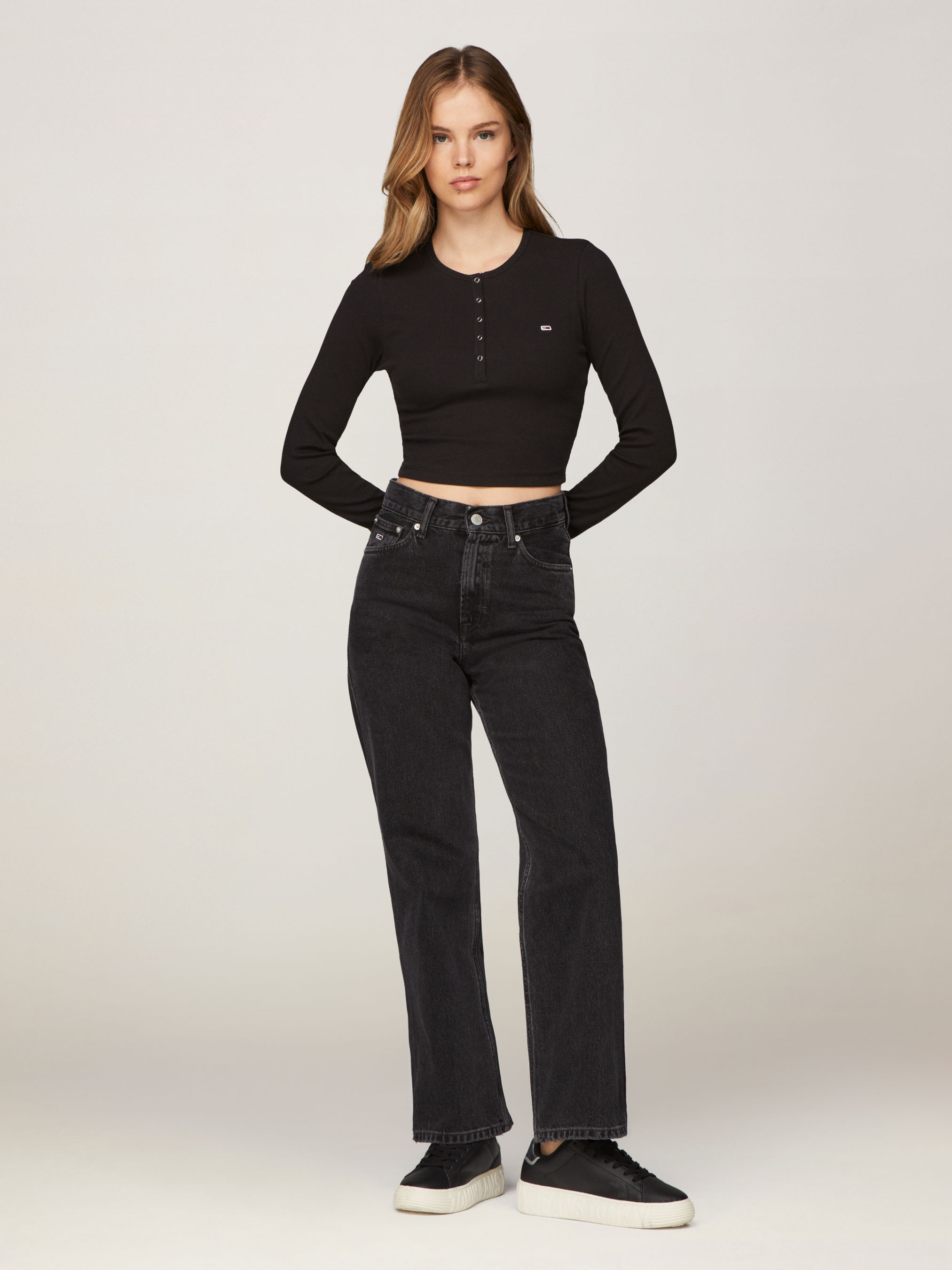 [ JEANS] Crop Scallop Rip Polo T-shirt ★大人気★ Polo shirts - Clothing - Women