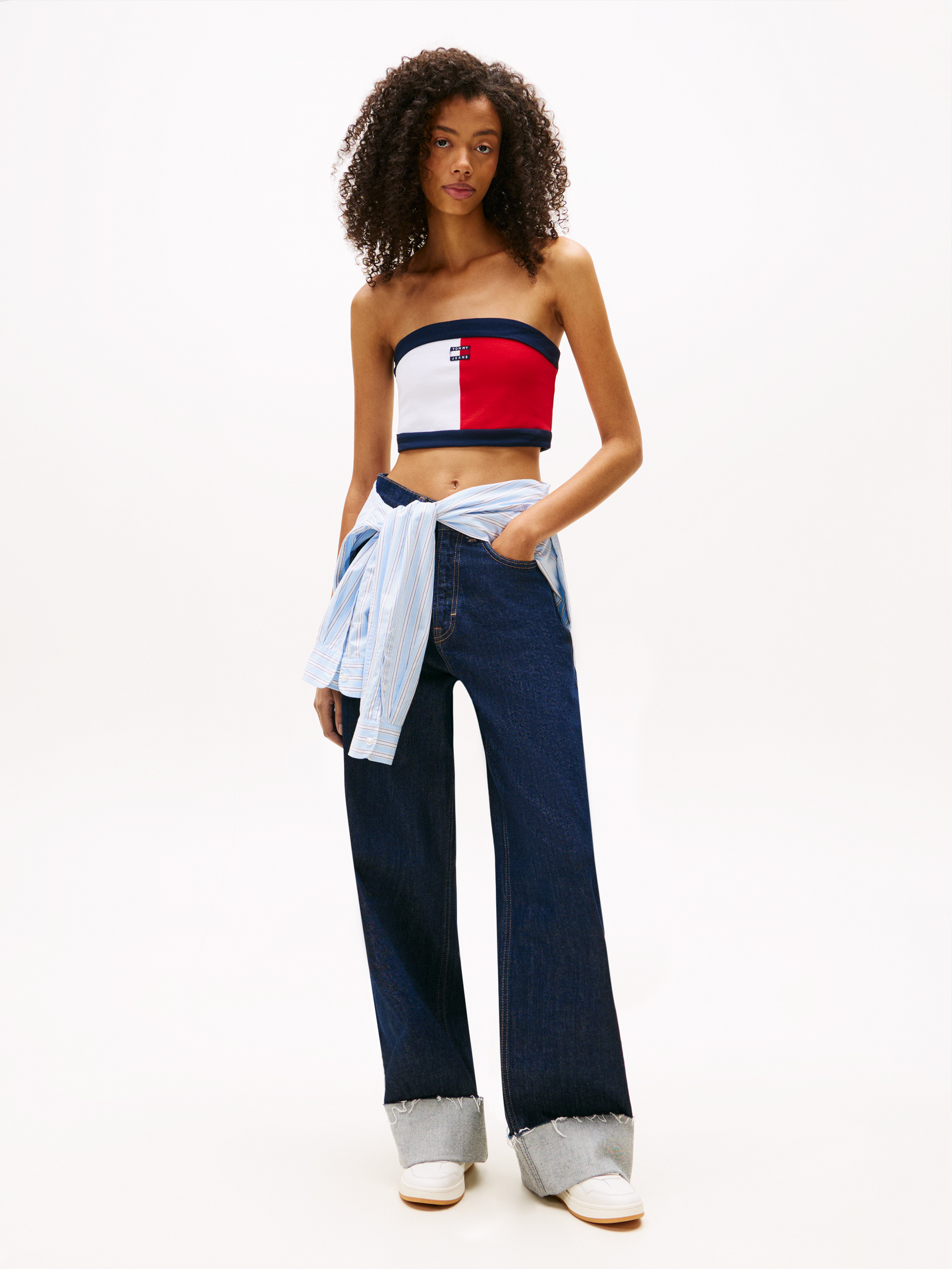 Badge Cropped Tube Top | Tops | Tommy Jeans