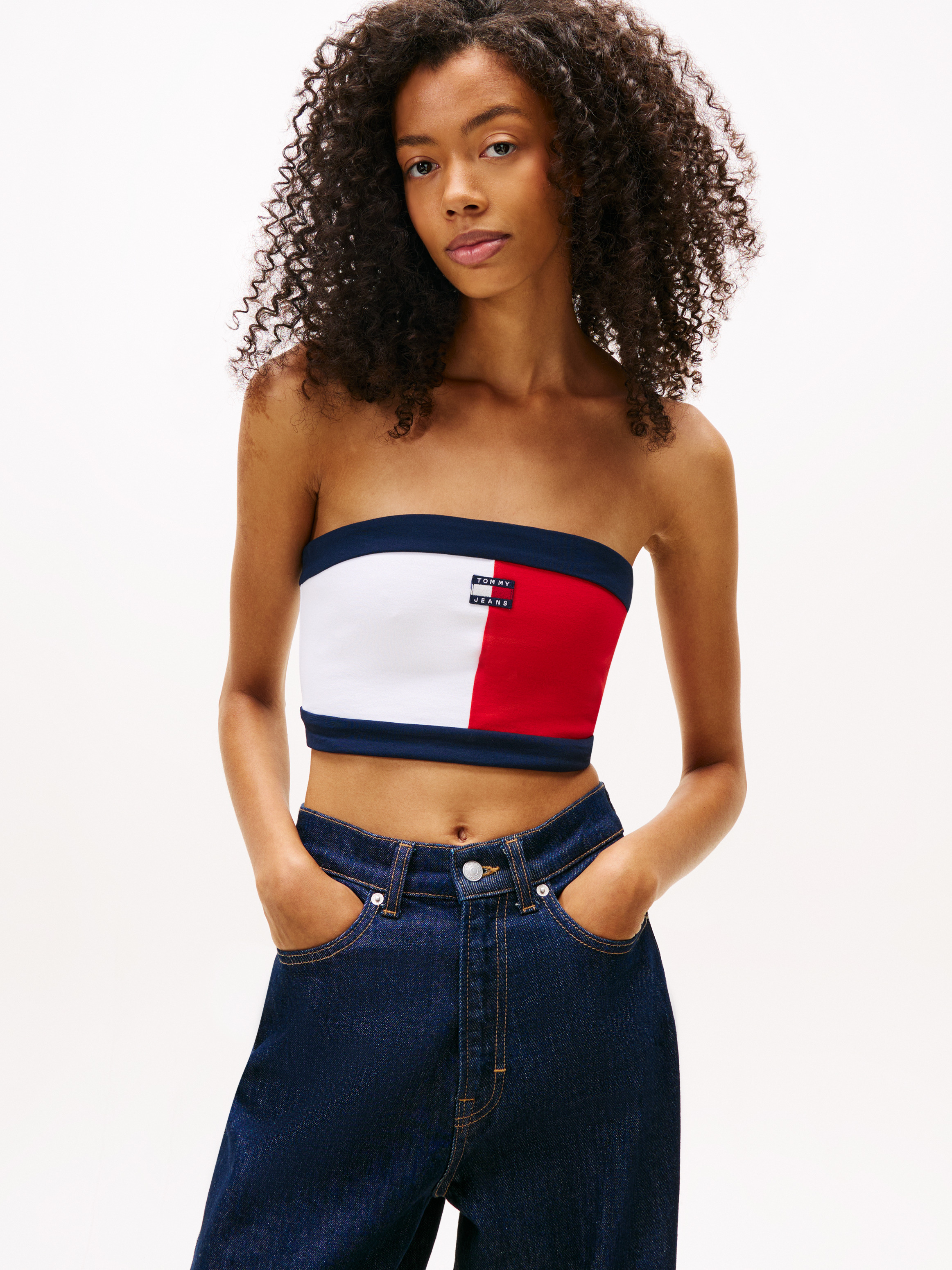 Badge Cropped Tube Top