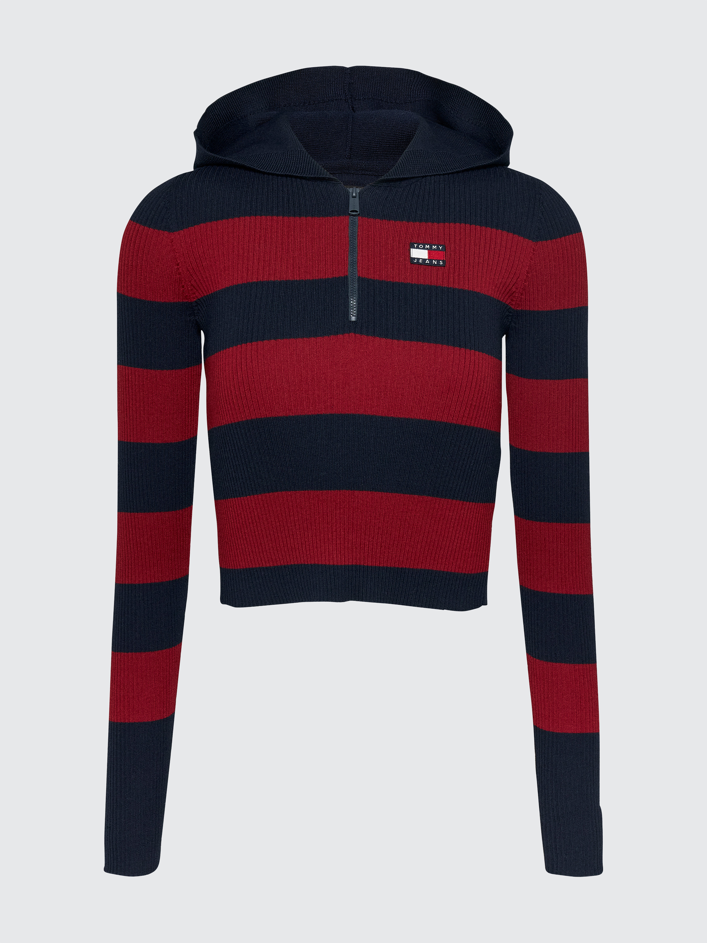 トップス V-NECK JACKET - DOBBY STRIPE SuperPrity Womens Sweaters Oversized Striped Quarter Zip