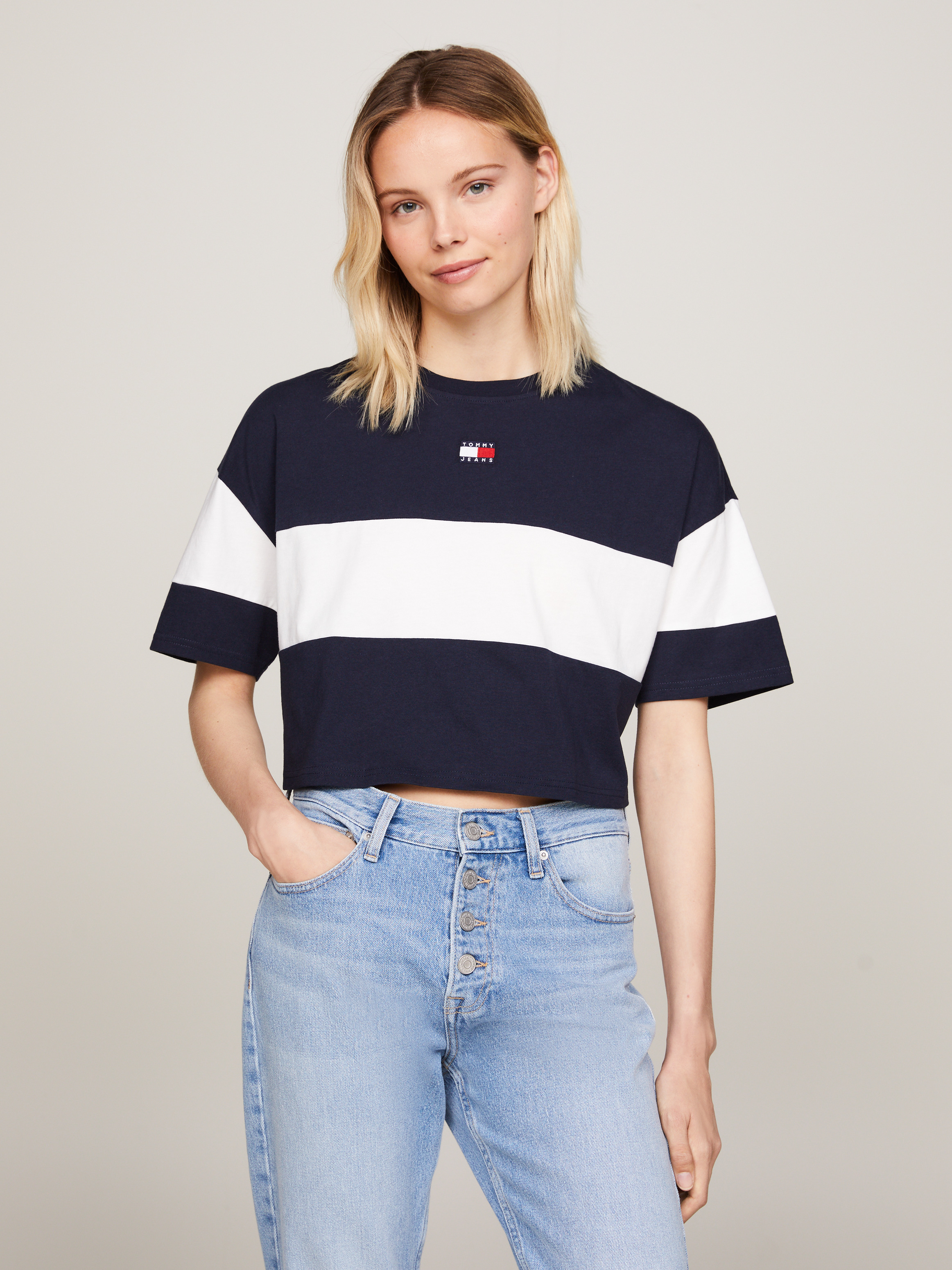 [MLB] W's Denim Like Monogram Crop T-shirt ★すぐ品切れ★ 8product-3ATSM0843-50BKS-Xms-