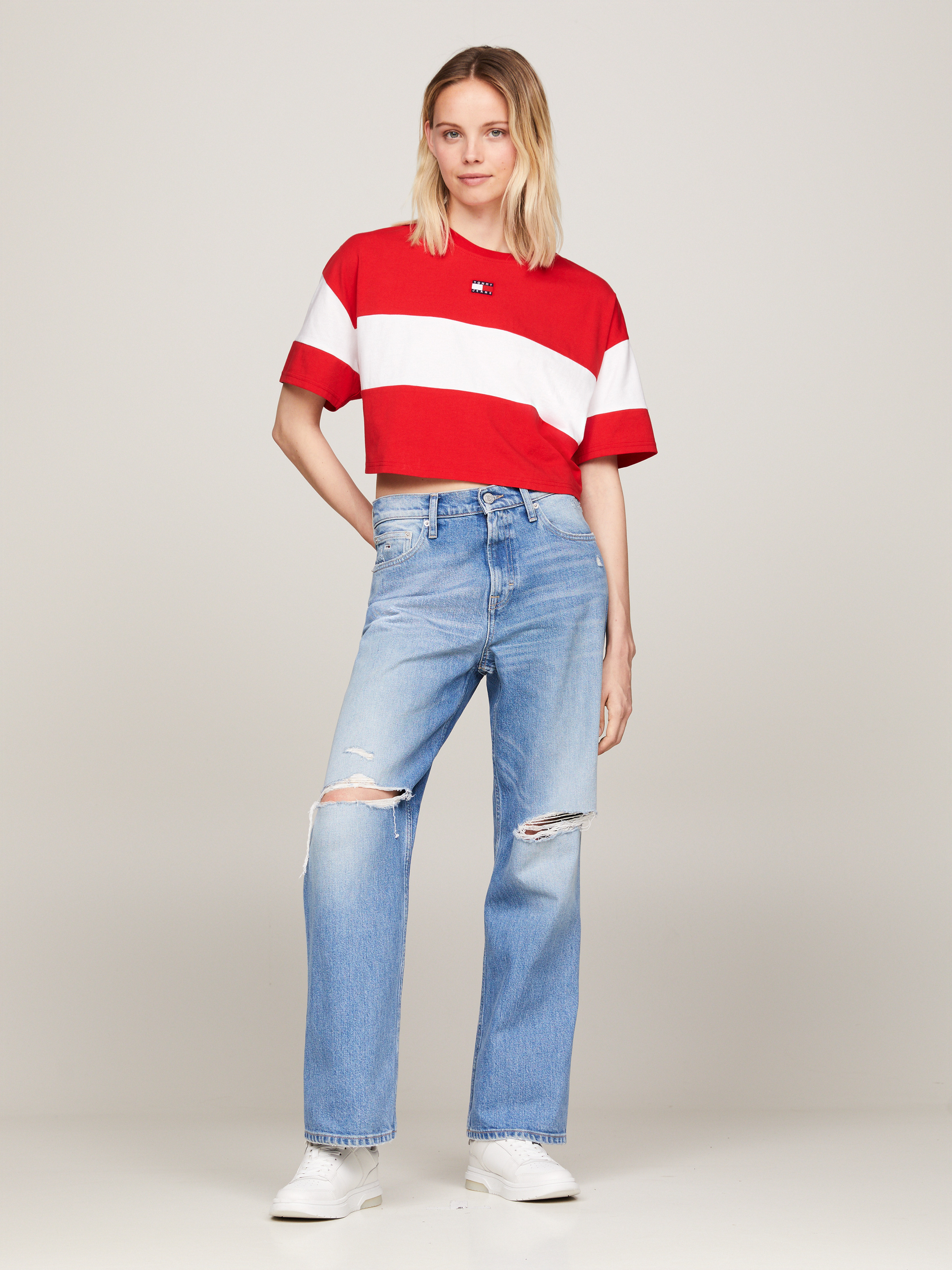 [MLB] W's Denim Like Monogram Crop T-shirt ★すぐ品切れ★ 8product-3ATSM0843-50BKS-Xms-