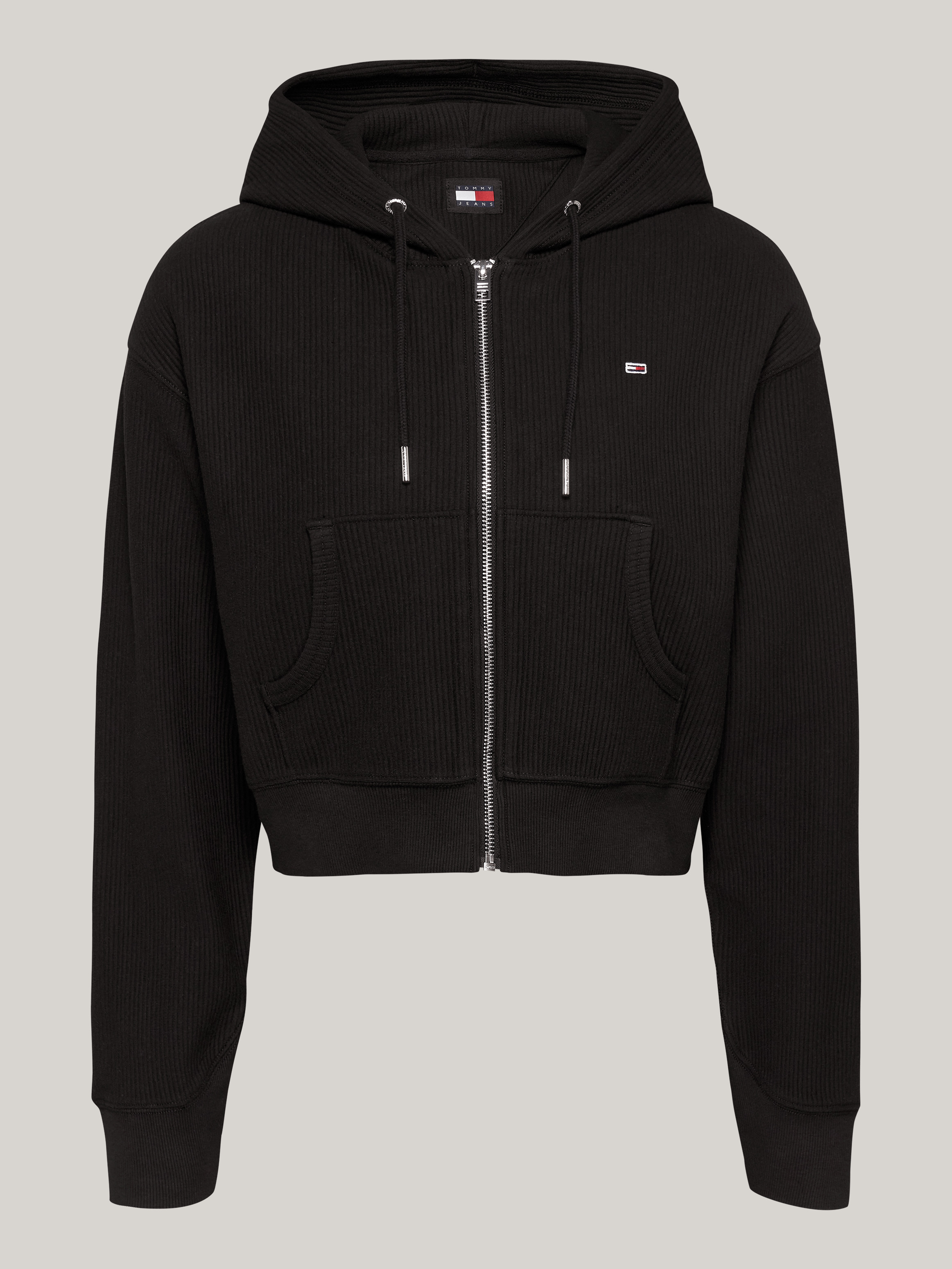 Ribbed Ottoman Cropped Zip-Thru Hoodie | Sweatshirts & Hoodies