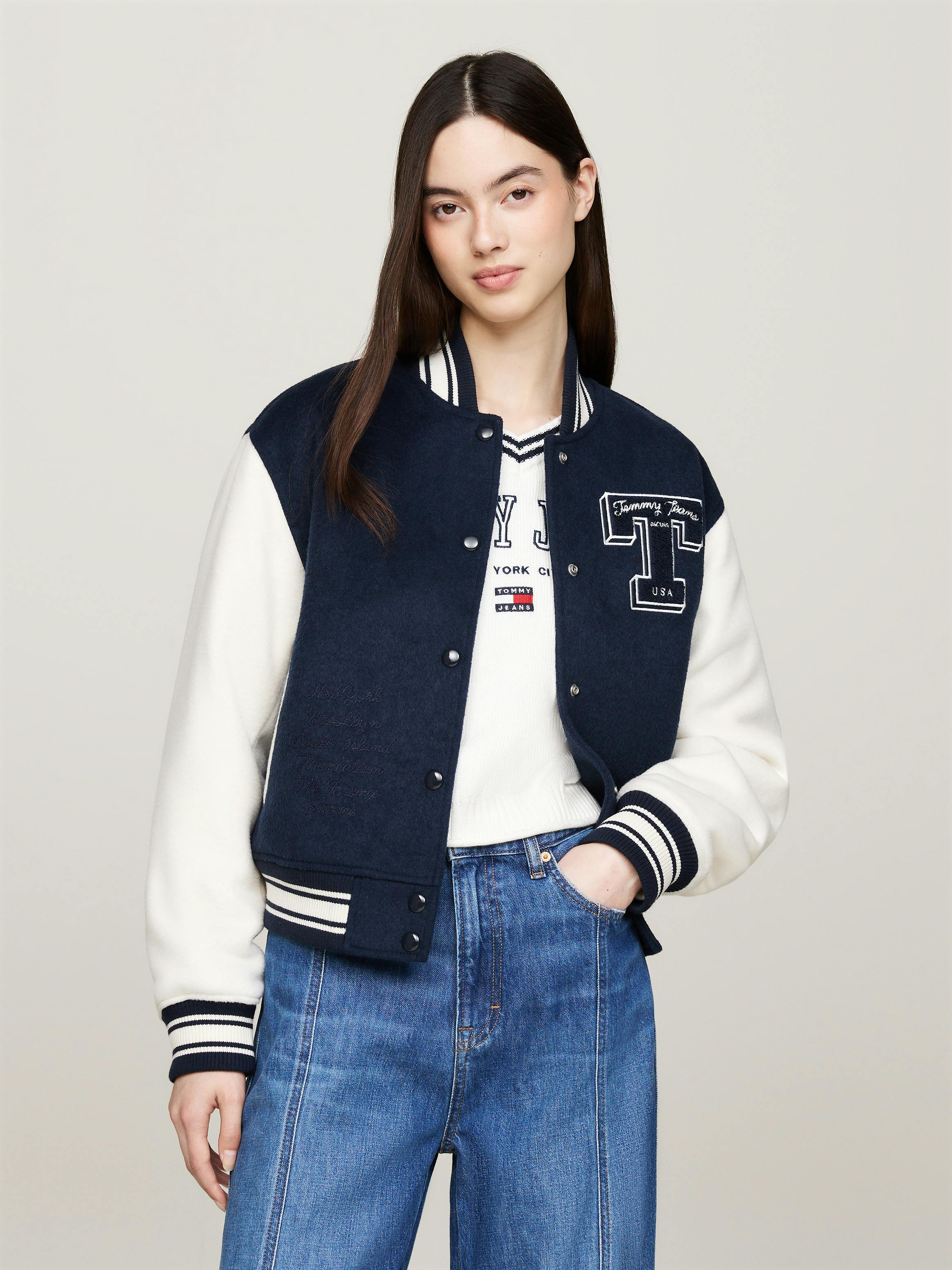 Tommy Prep Luxe Padded Letterman Jacket Coats Jackets Tommy