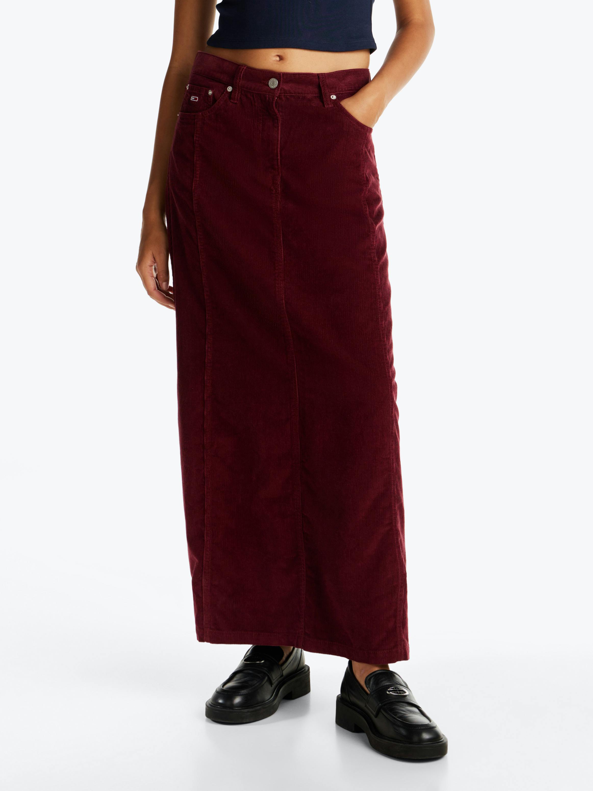 Fine Corduroy Straight Maxi Skirt