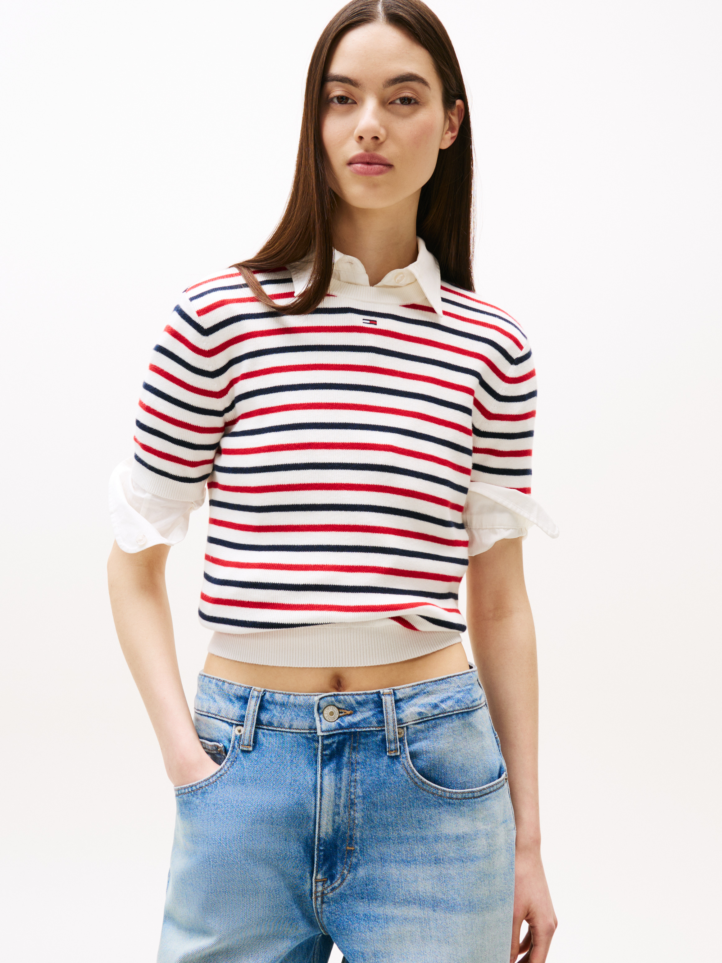 White/Red/Navy Stripe