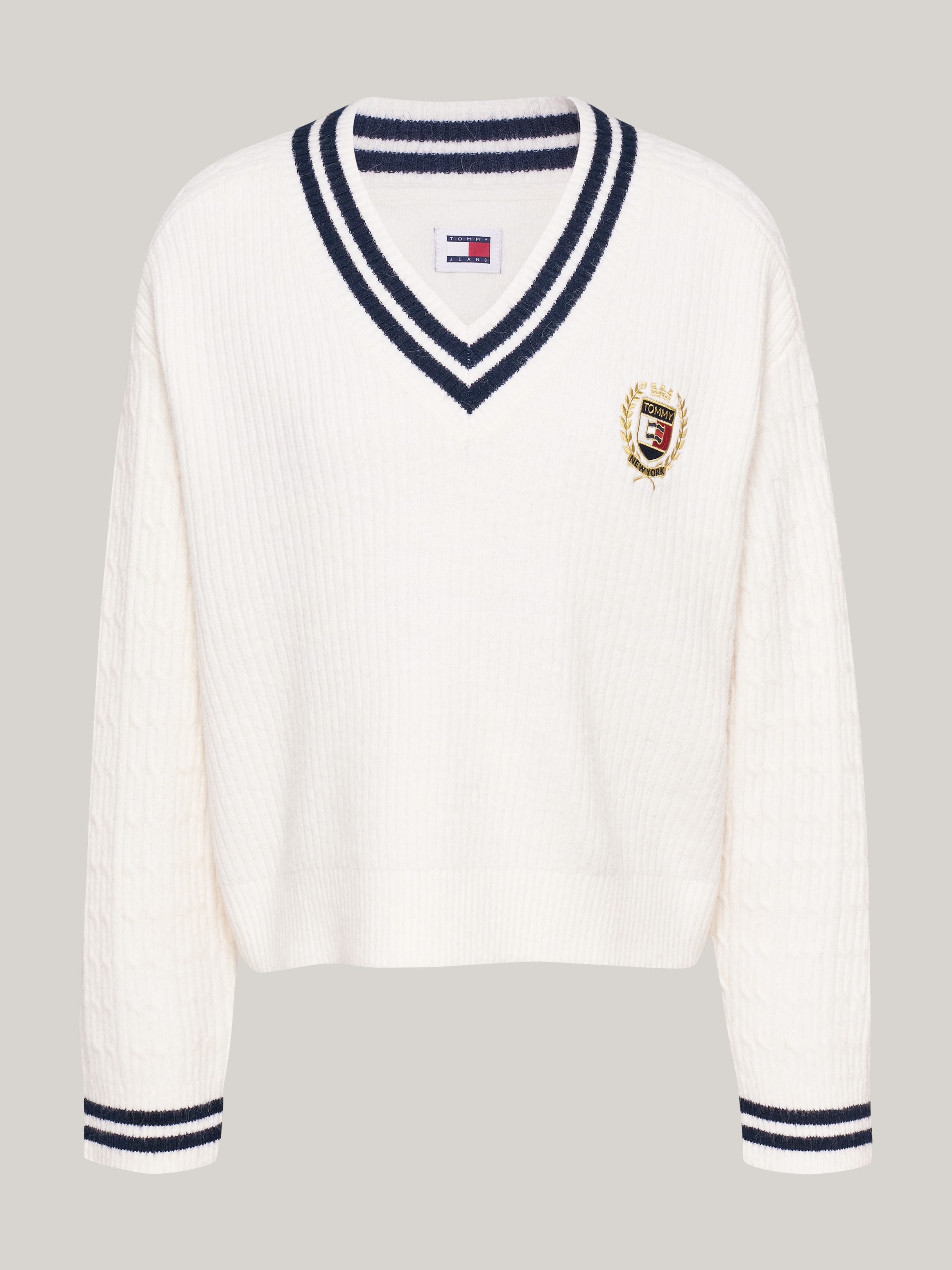 White Tommy Hilfiger Cable Knit Sweater Tommy Hilfiger Classic