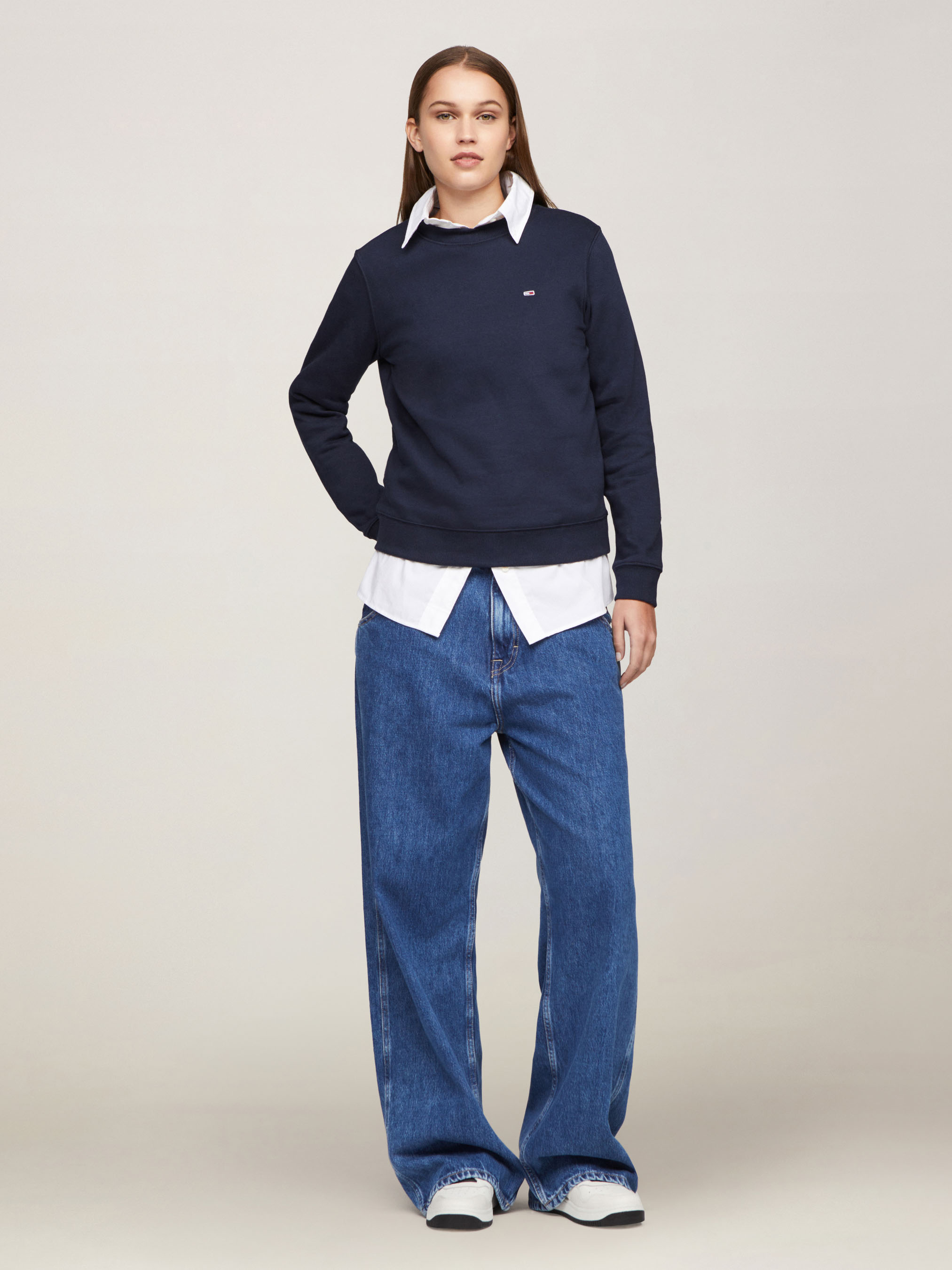 売れ筋商品|||トミーヒルフィガー パーカー・スウェットシャツ レディース アウター FLAG CREW - Sweatshirt - dark night navy Flag Crew Neck Sweatshirt | Sweatshirts & Hoodies | Tommy Jeans