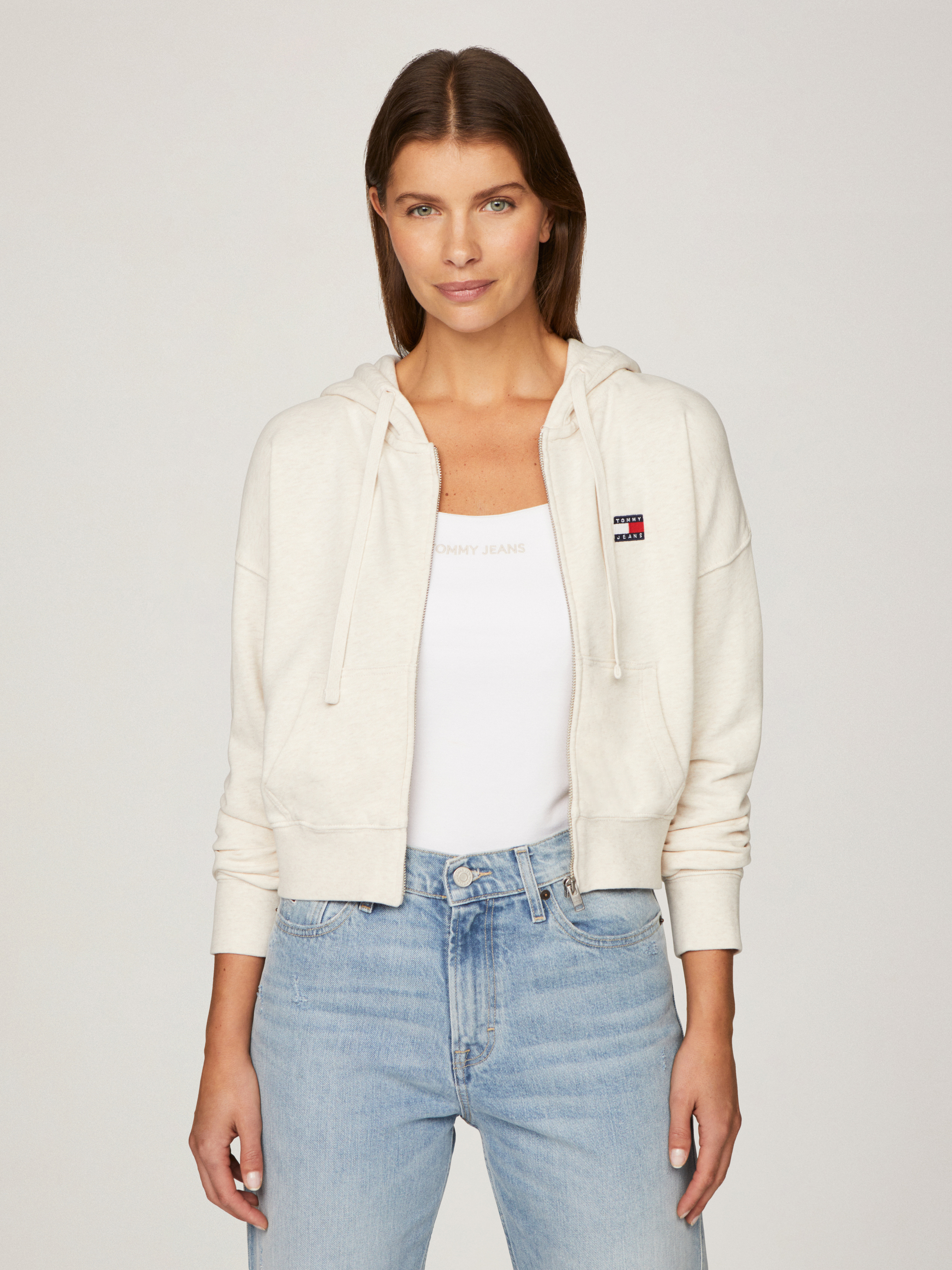 売れ筋商品|||トミーヒルフィガー パーカー・スウェットシャツ レディース アウター BOXY CROP HOODIE - Zip-up sweatshirt - grey Boxy Crop Zip-Through Hoodie | Sweatshirts & Hoodies | Tommy