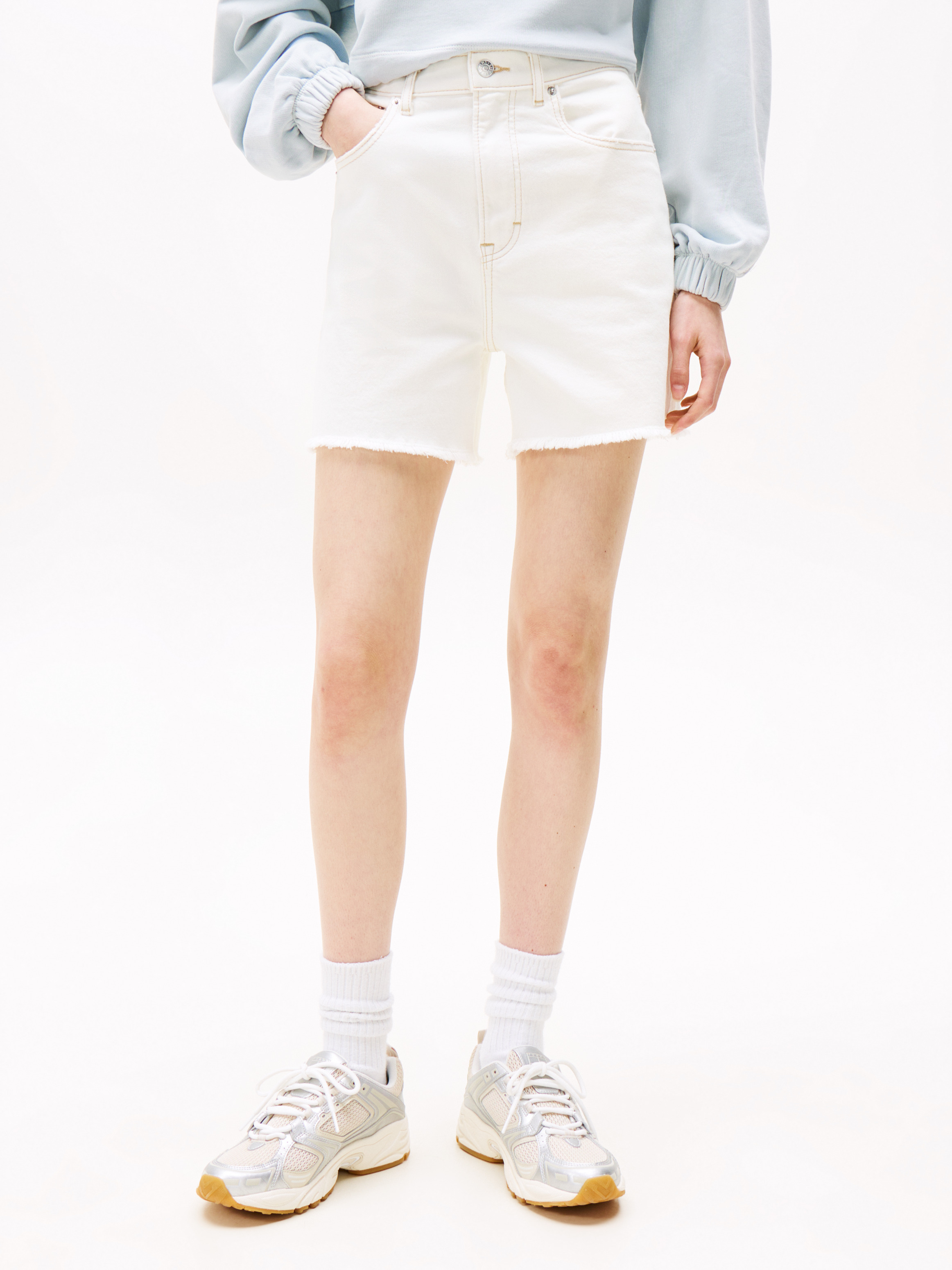 Raw Hem Regular Denim Mom Shorts