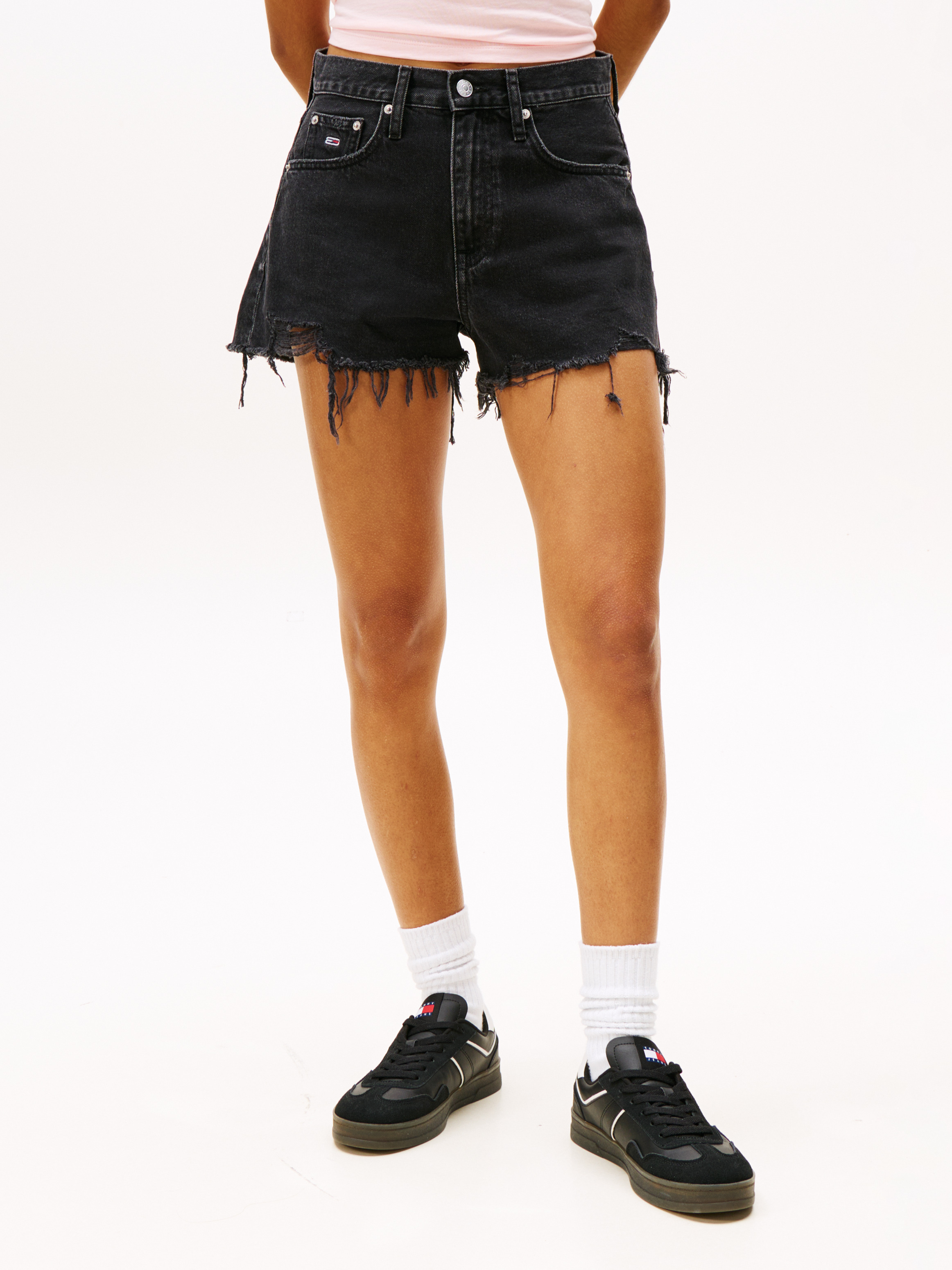 Relaxed Distressed Denim Shorts