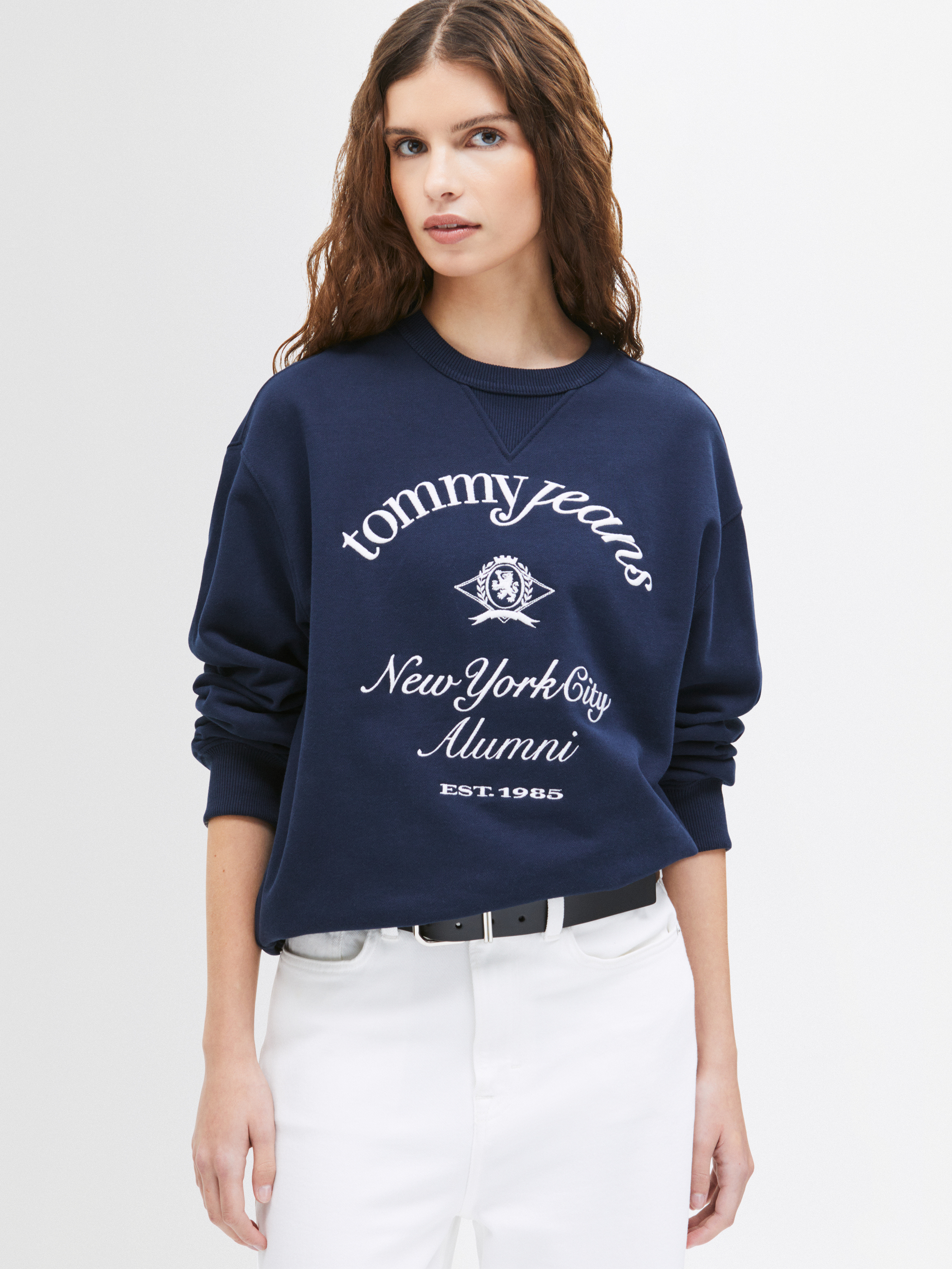 売れ筋商品|||トミーヒルフィガー パーカー・スウェットシャツ レディース アウター VARSITY CREST HOODIE - Sweatshirt - dark night navy Varsity Logo Oversized Sweatshirt | Sweatshirts & Hoodies